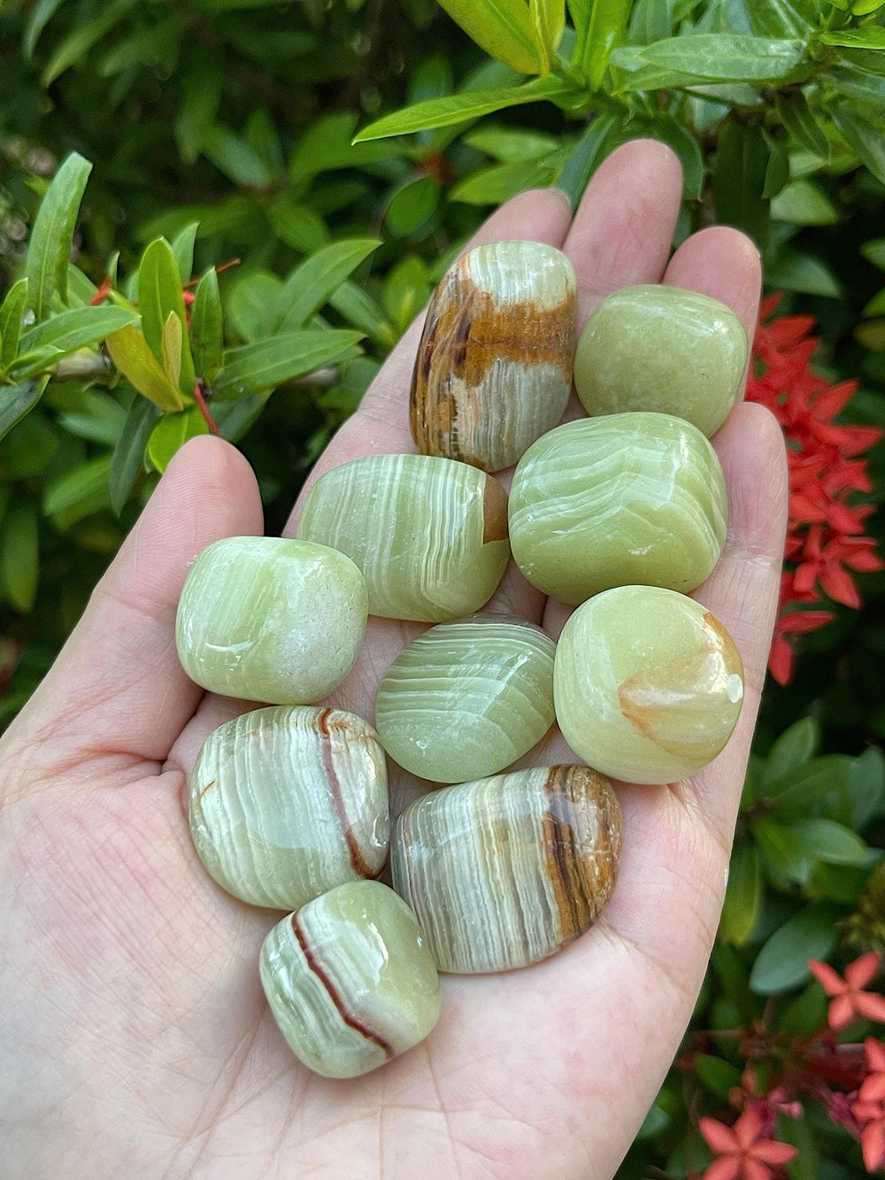 Pocket-size Green Onyx stones for on-the-go focus