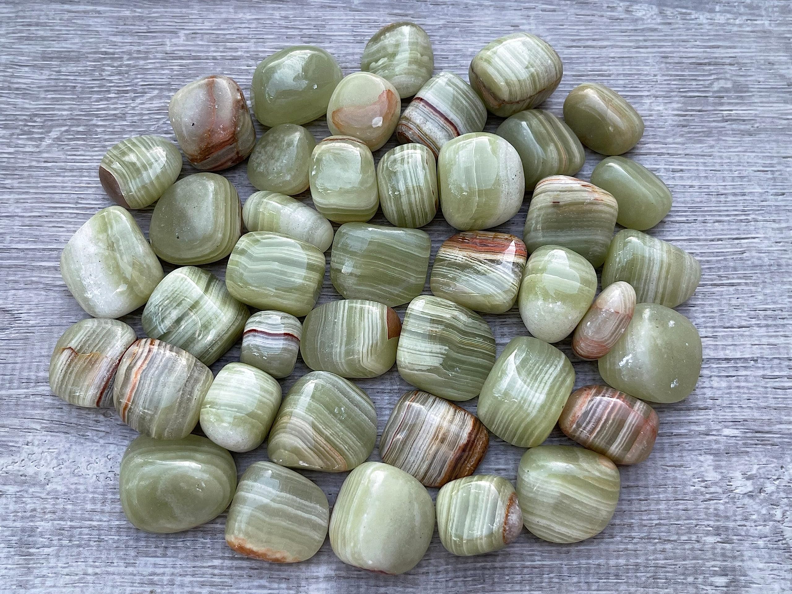 GAF TREASURES packaging for Grade A Green Onyx stones