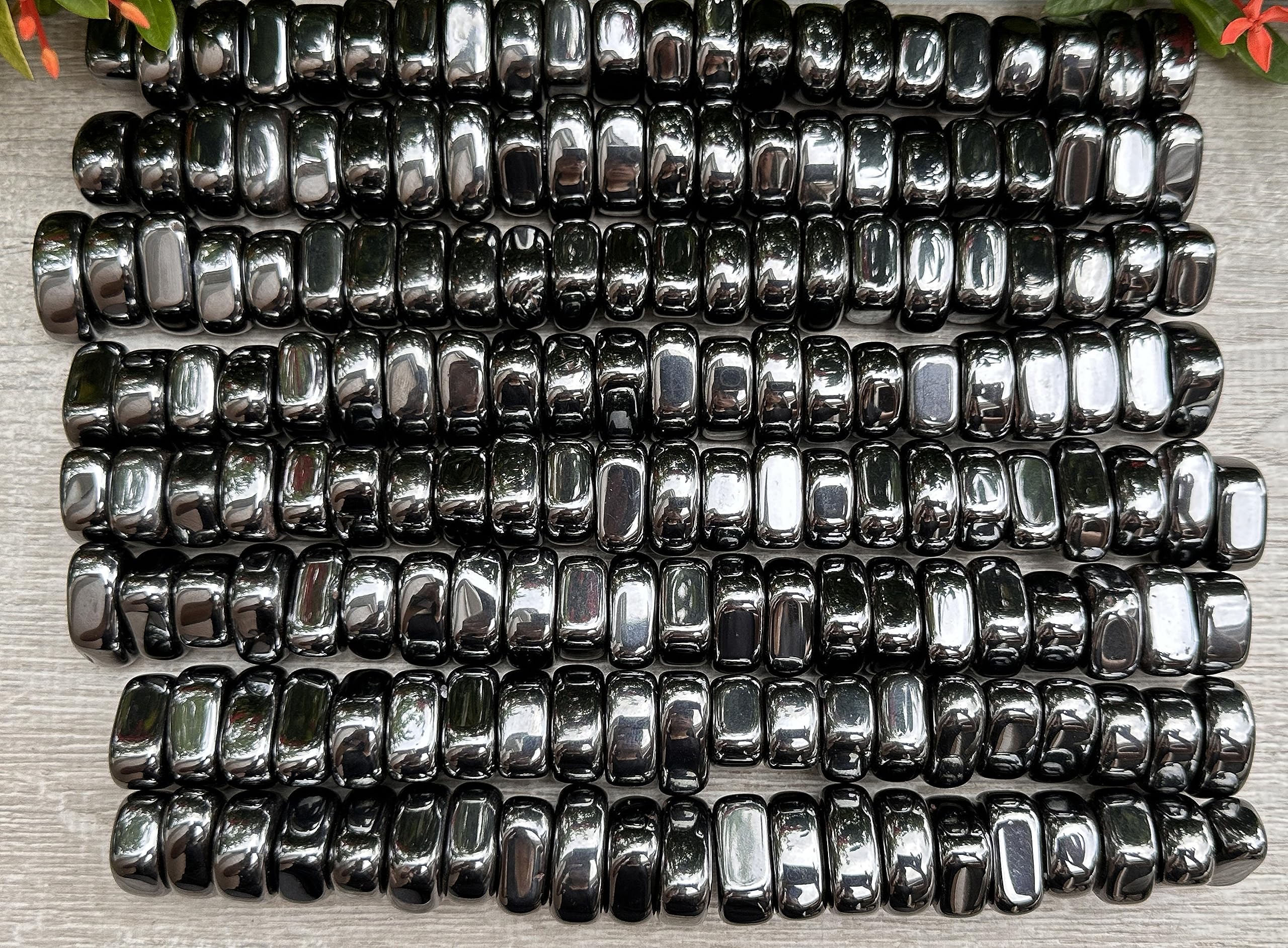 GAF TREASURES polished hematite stones ideal for therapy and decor.