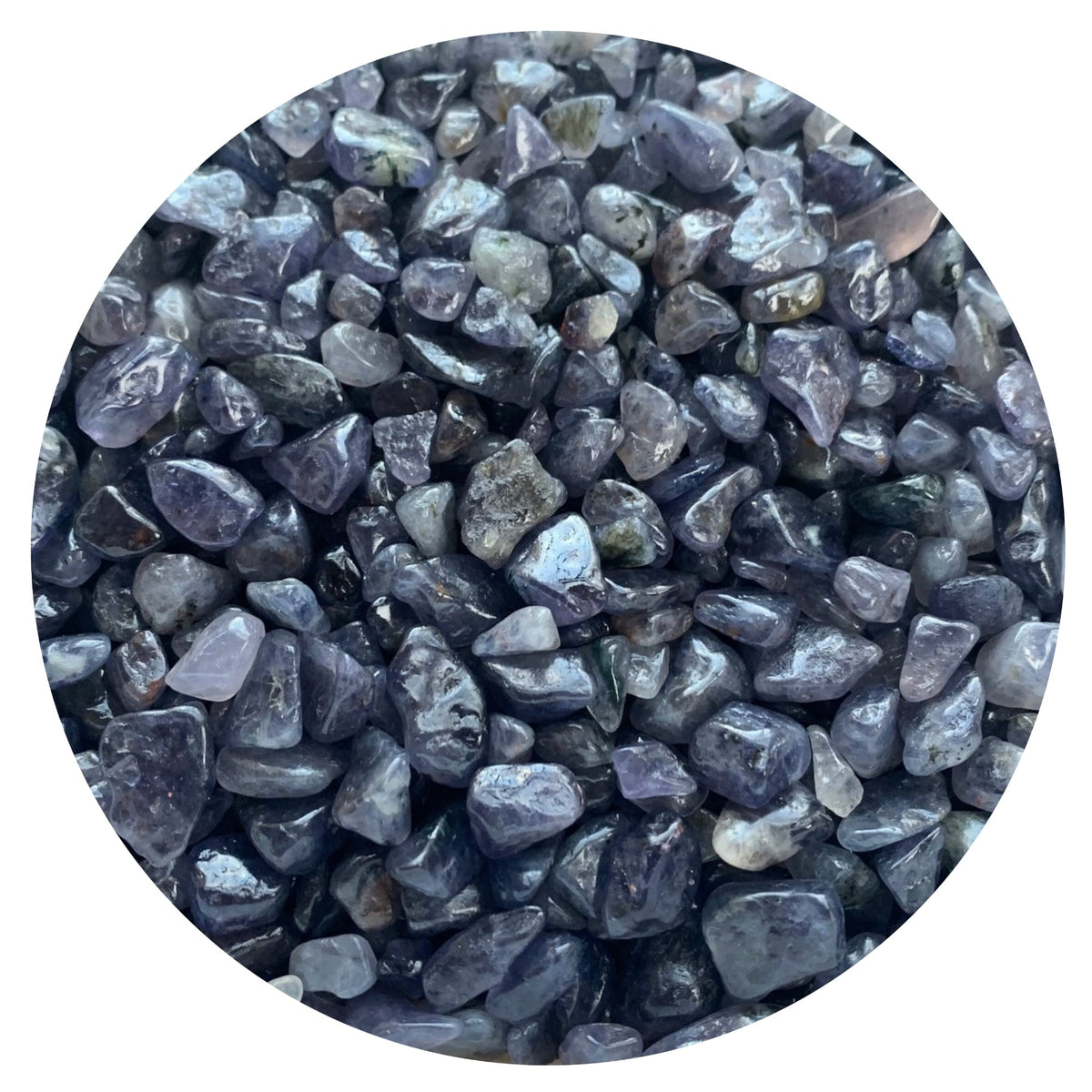 GAF TREASURES iolite chips 5-15mm ideal for jewelry and decorative crafts.