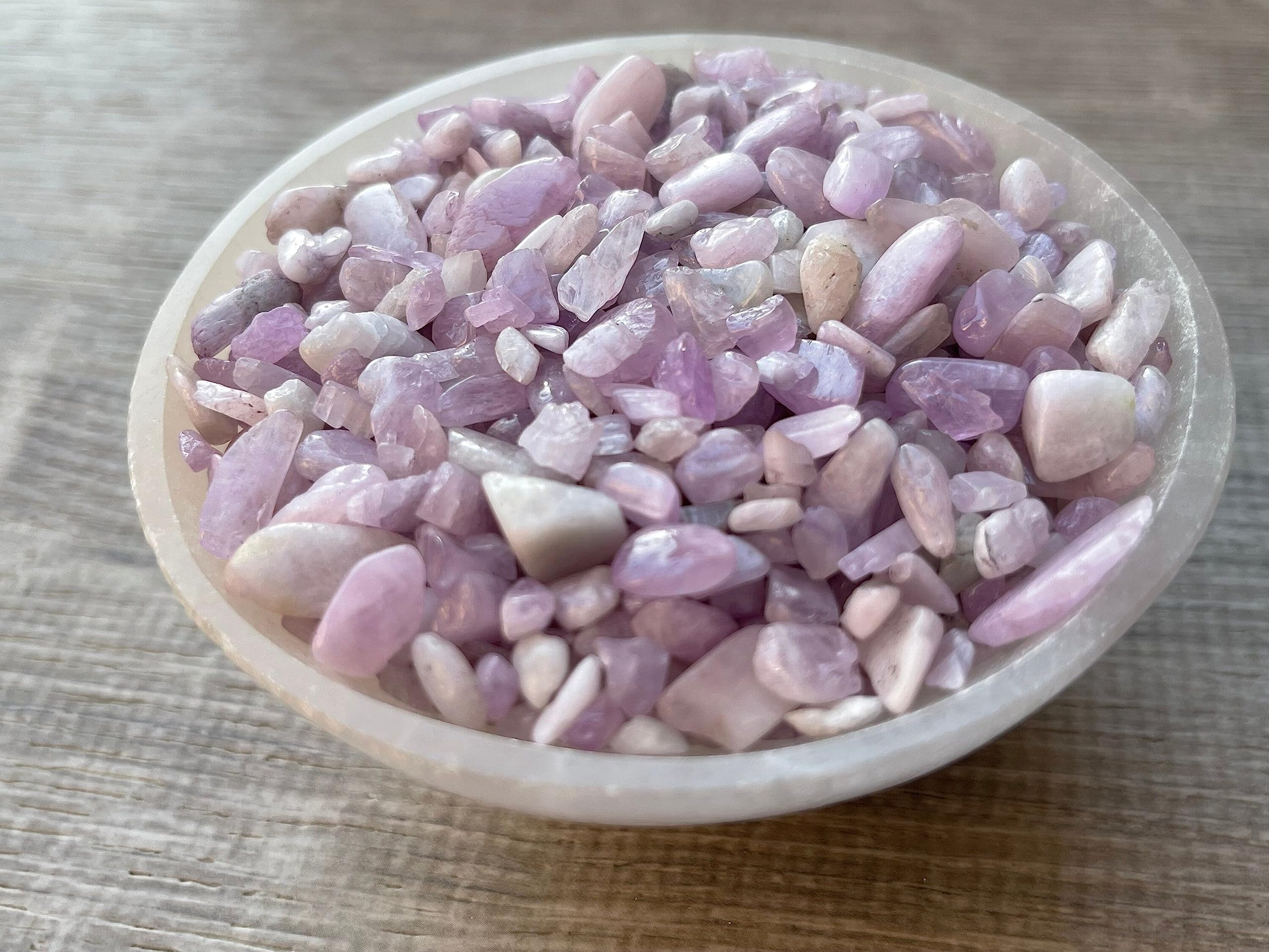 GAF Treasures Kunzite chips inspire resin jewelry and mixed-media pieces.