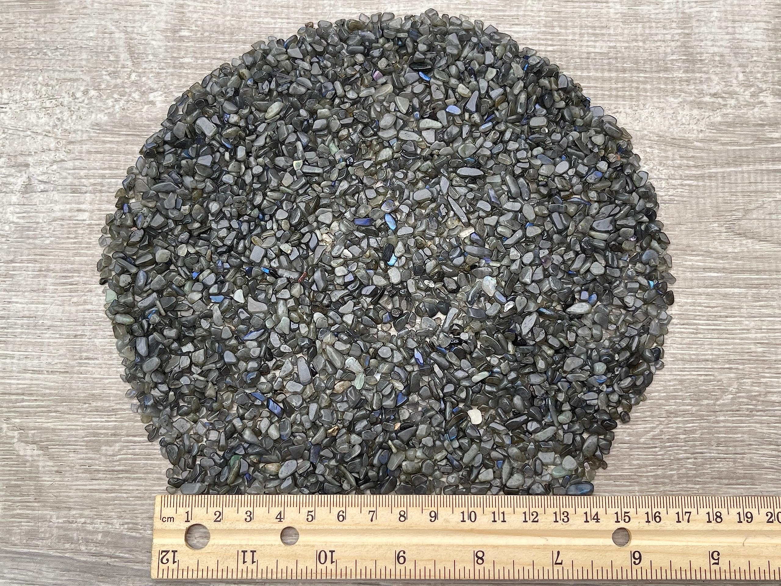 GAF TREASURES Labradorite Black chips with irregular edges showing natural variety for mixed media.
