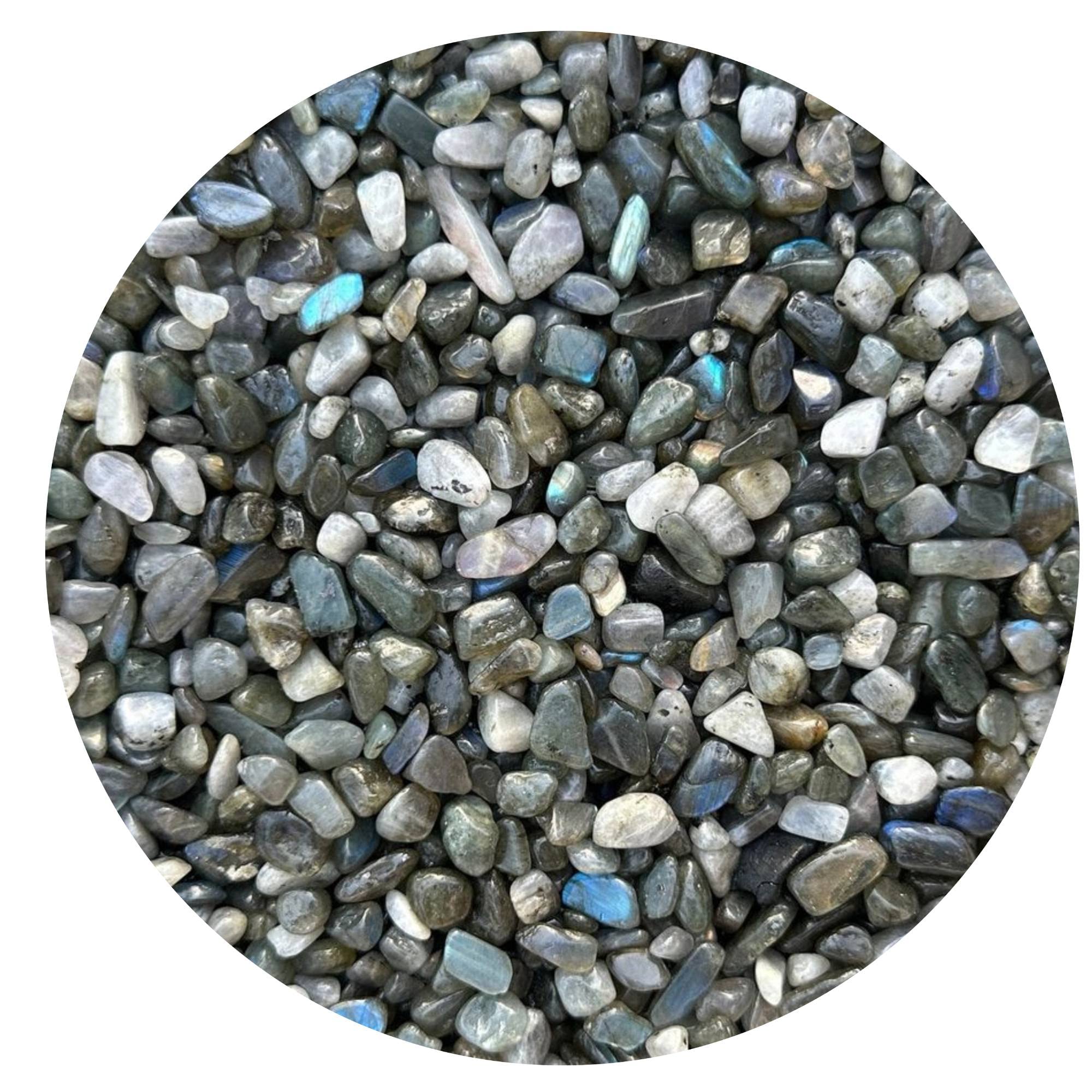 GAF TREASURES Labradorite Blue chip closeup highlights iridescent color for jewelry accents