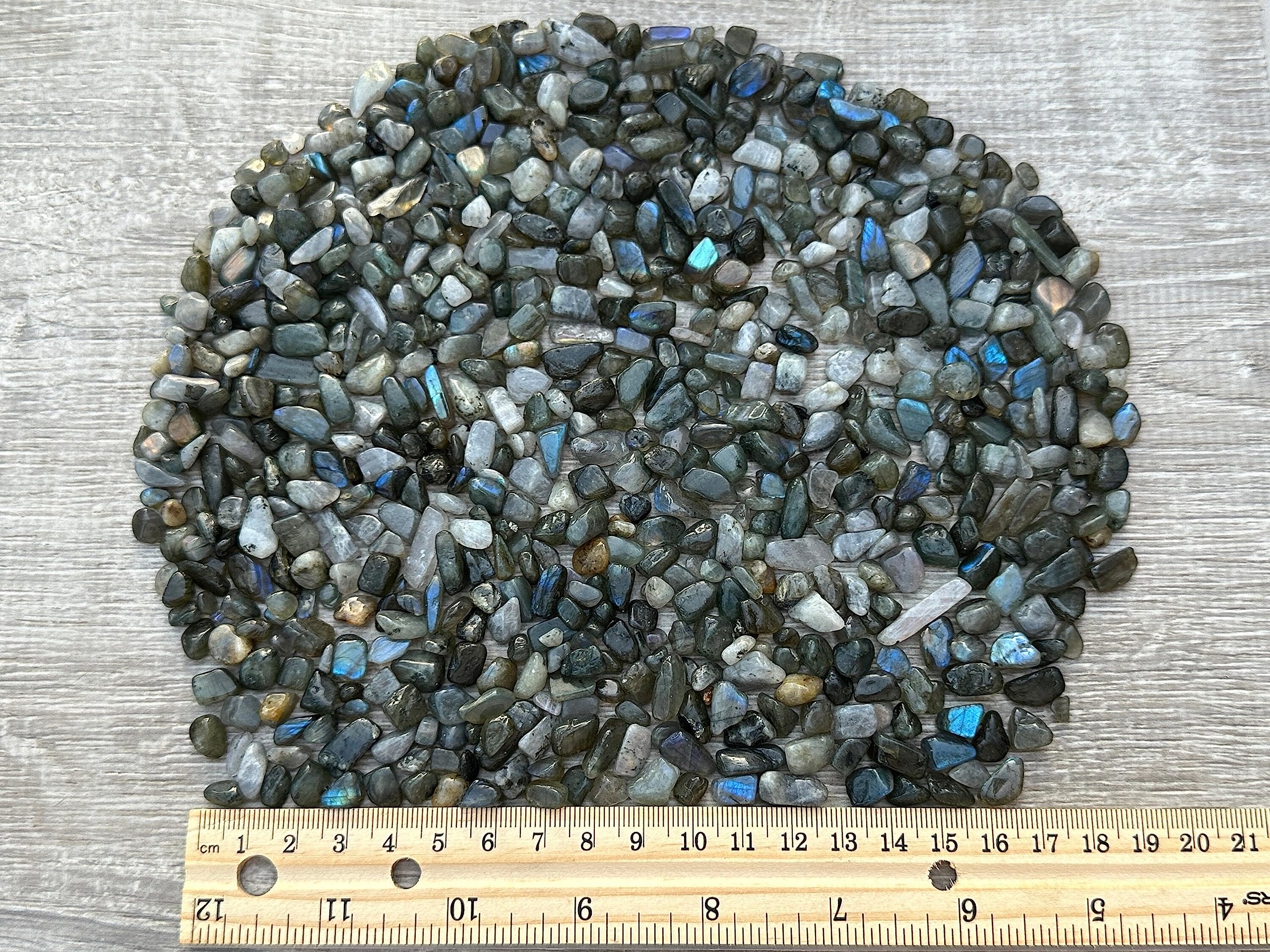 Labradorite Blue Chips terrarium decor by GAF TREASURES adds natural color to displays.