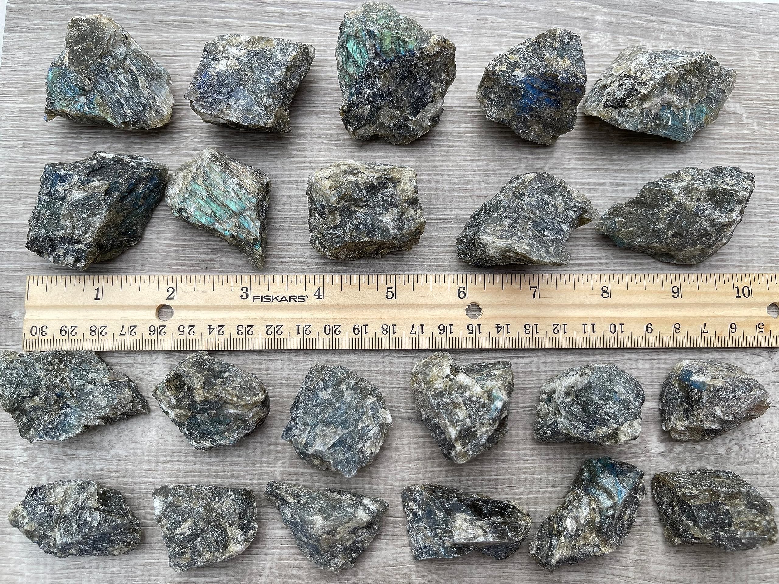GAF TREASURES Labradorite rough stone featuring unique natural variations.
