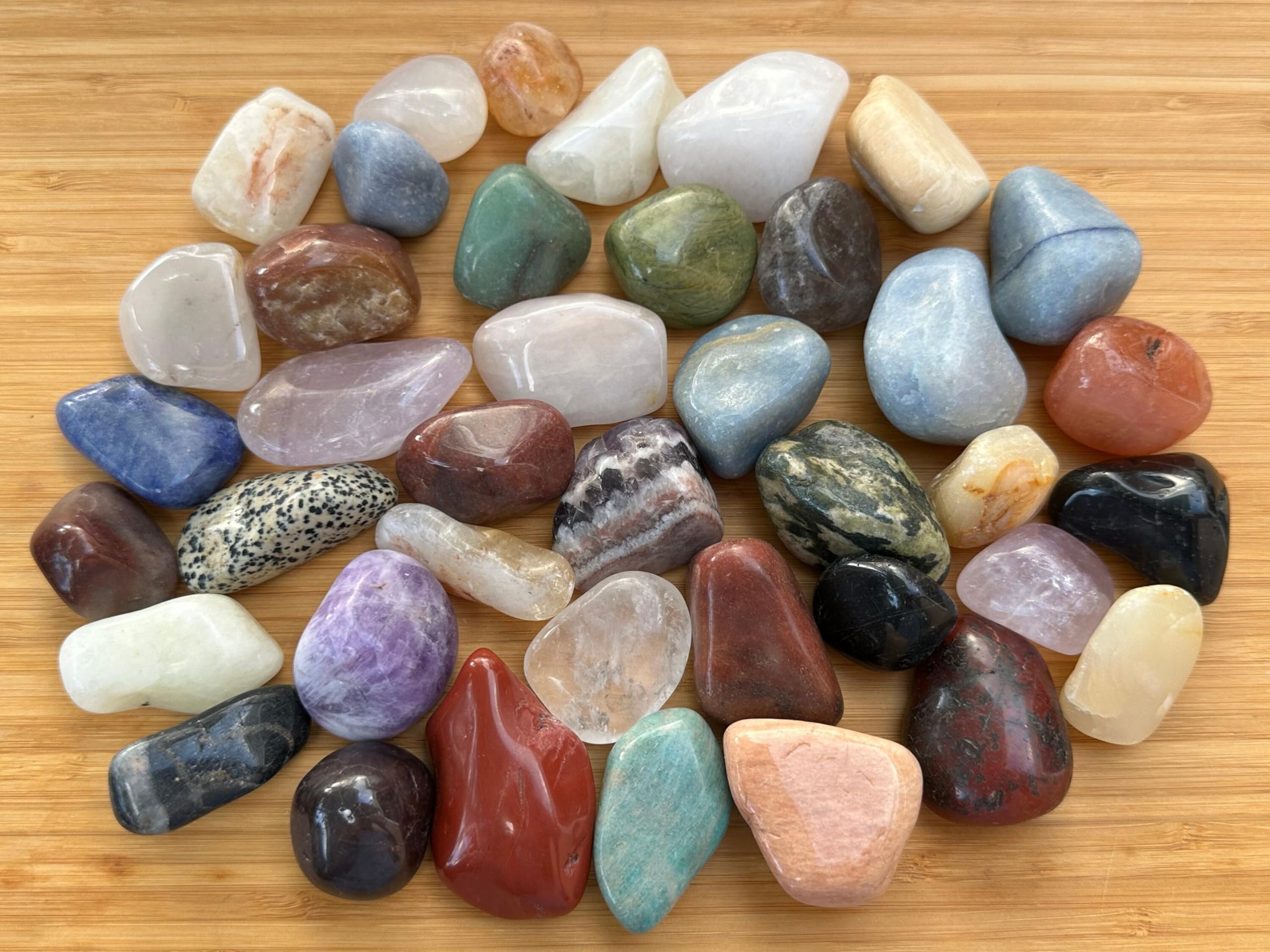 GAF TREASURES large assorted tumbled stones showing size variety for meditation