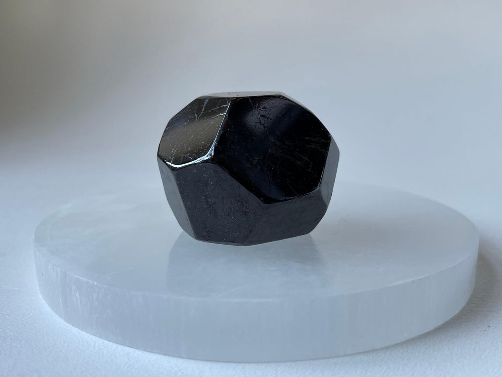 GAF TREASURES garnet polygon polished color showcase under light