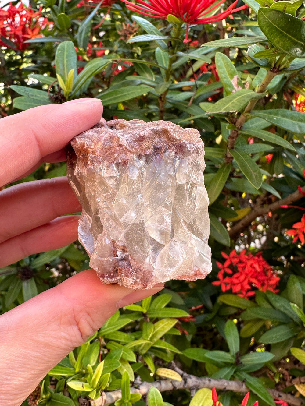GAF TREASURES large red and brown calcite rough stone for display and collection.