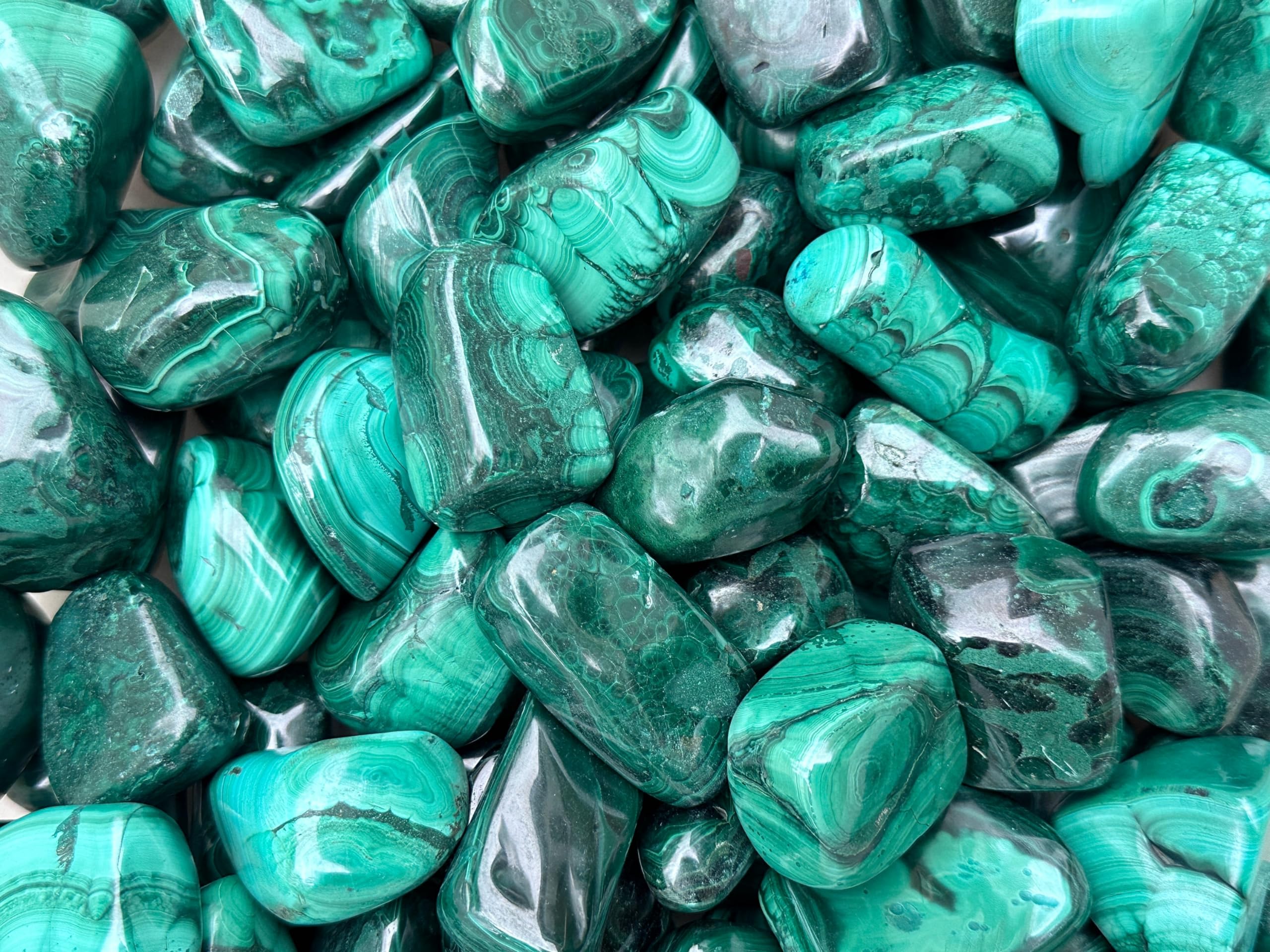 GAF TREASURES polished malachite stone with vivid banding