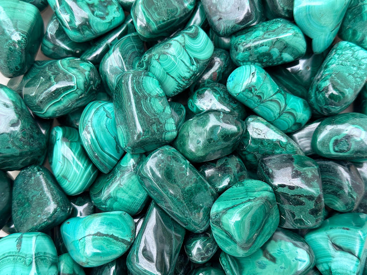 GAF TREASURES polished malachite stone with vivid banding