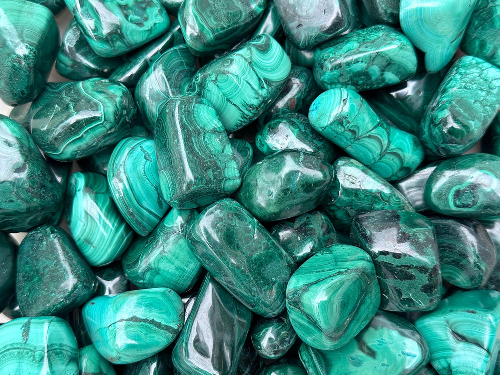 GAF TREASURES polished malachite stone with vivid banding