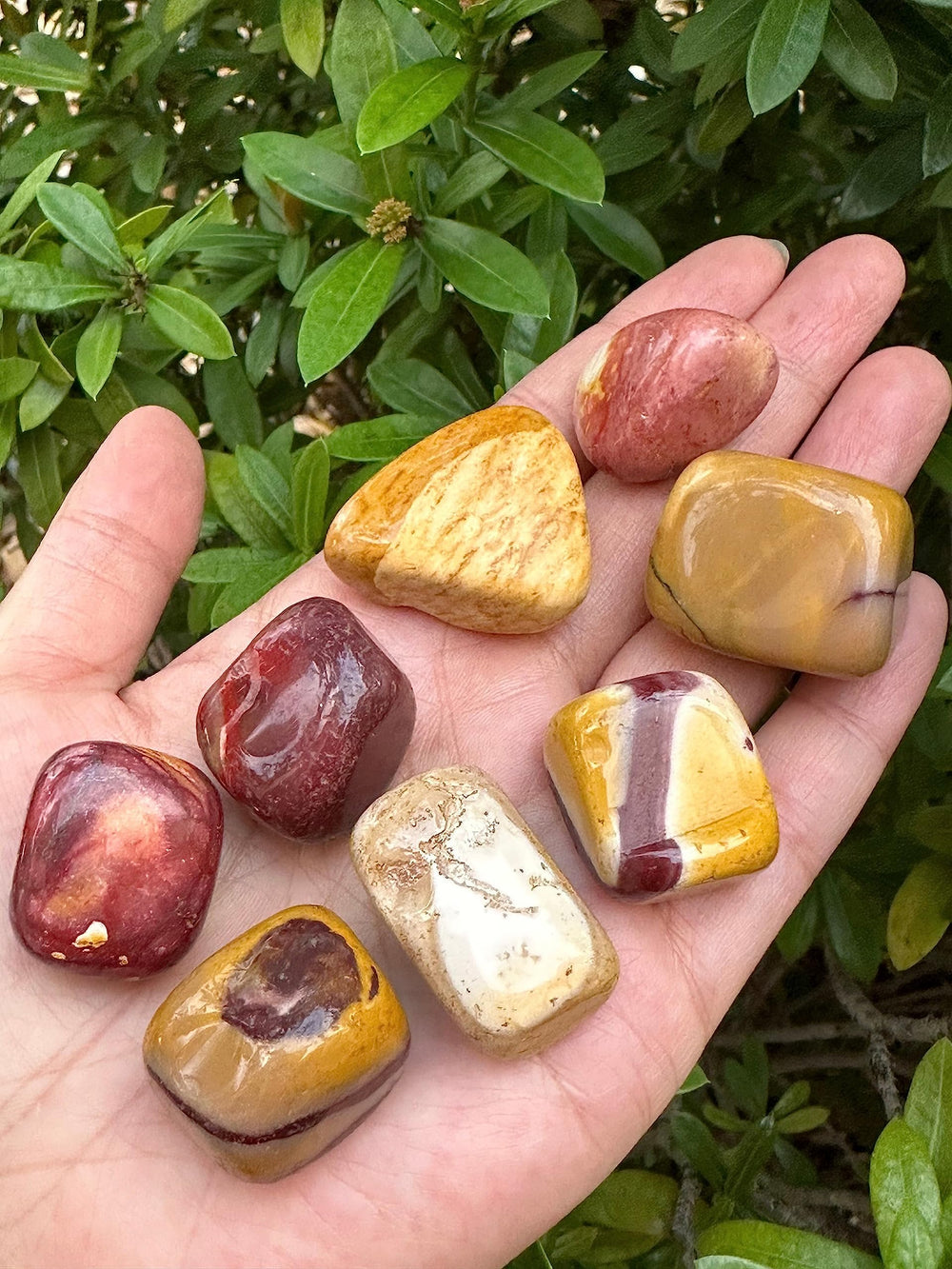 GAF TREASURES Mookaite stones arranged for crystal grid work and meditation