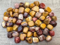 GAF TREASURES Mookaite polished stones close-up show natural color variation