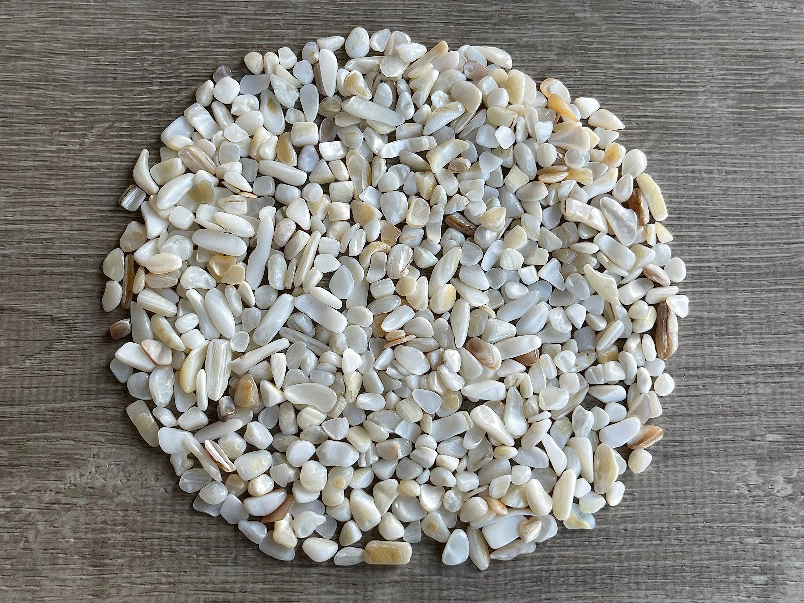 GAF Treasures Mother of Pearl chips show vibrant color variations for art.