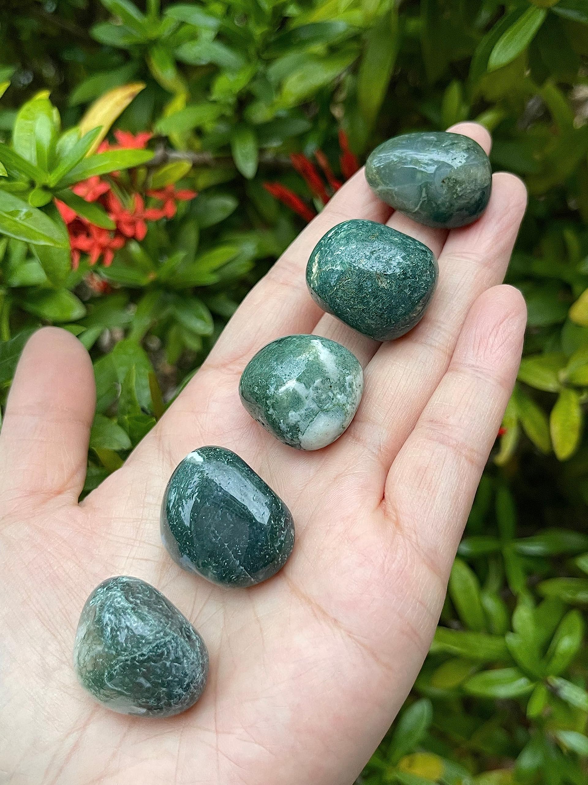 GAF Treasures Moss Agate stones in natural tones for grounding