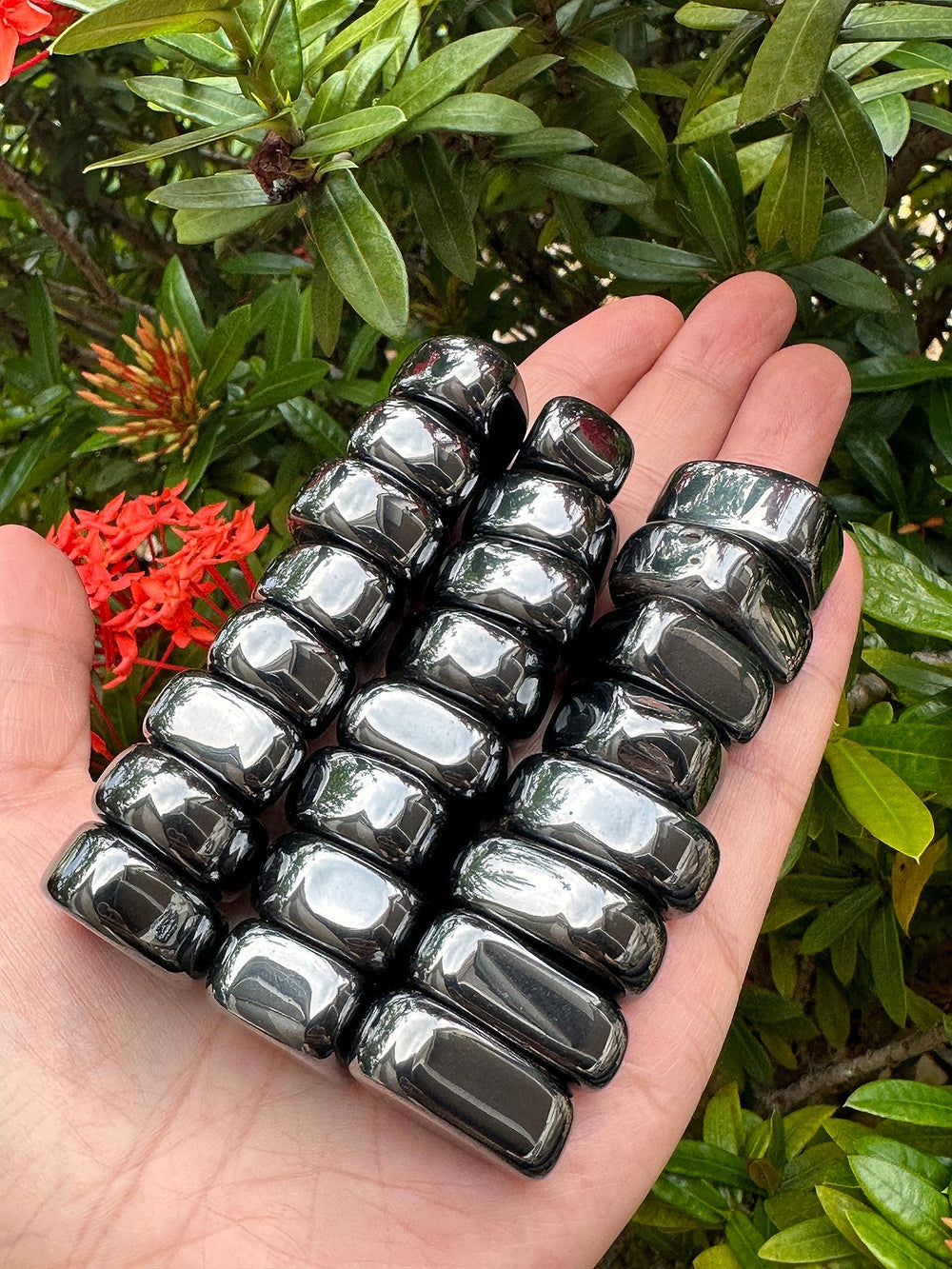 GAF TREASURES natural hematite stones with varied shapes and patterns.