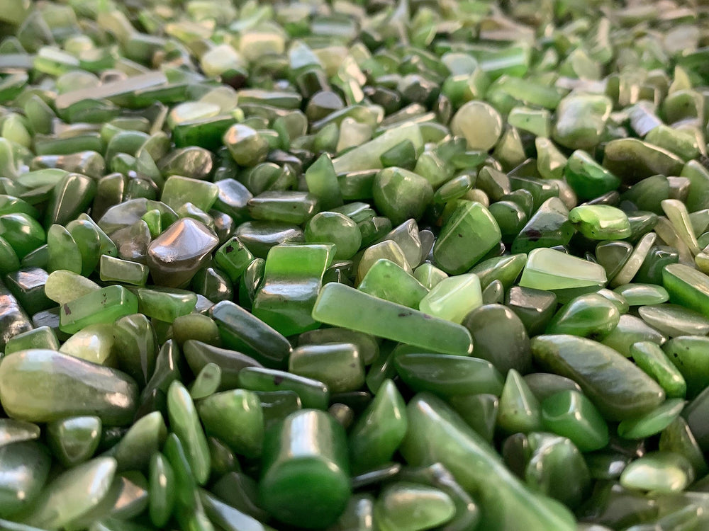 GAF TREASURES Nephrite Jade Chips 1/8 lb options for beginners and seasoned crafters.