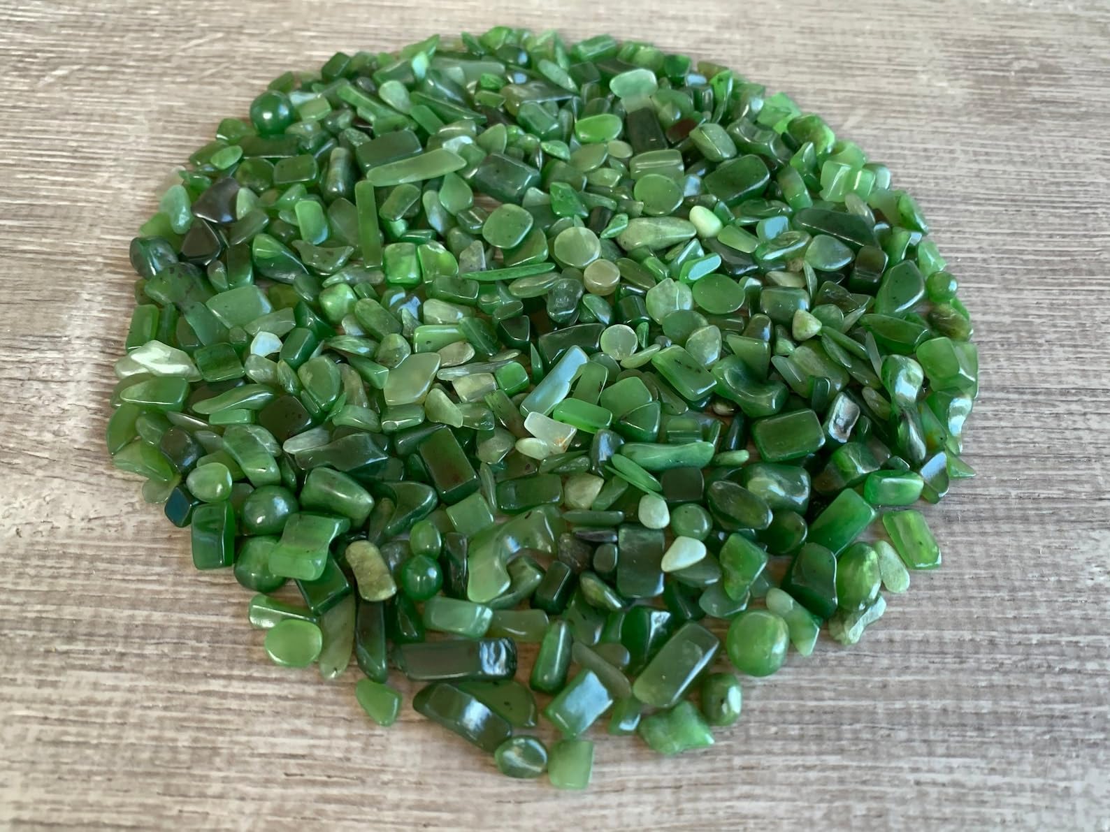 GAF TREASURES nephrite jade chips mini crystals ideal for vase fillers and decor accents.
