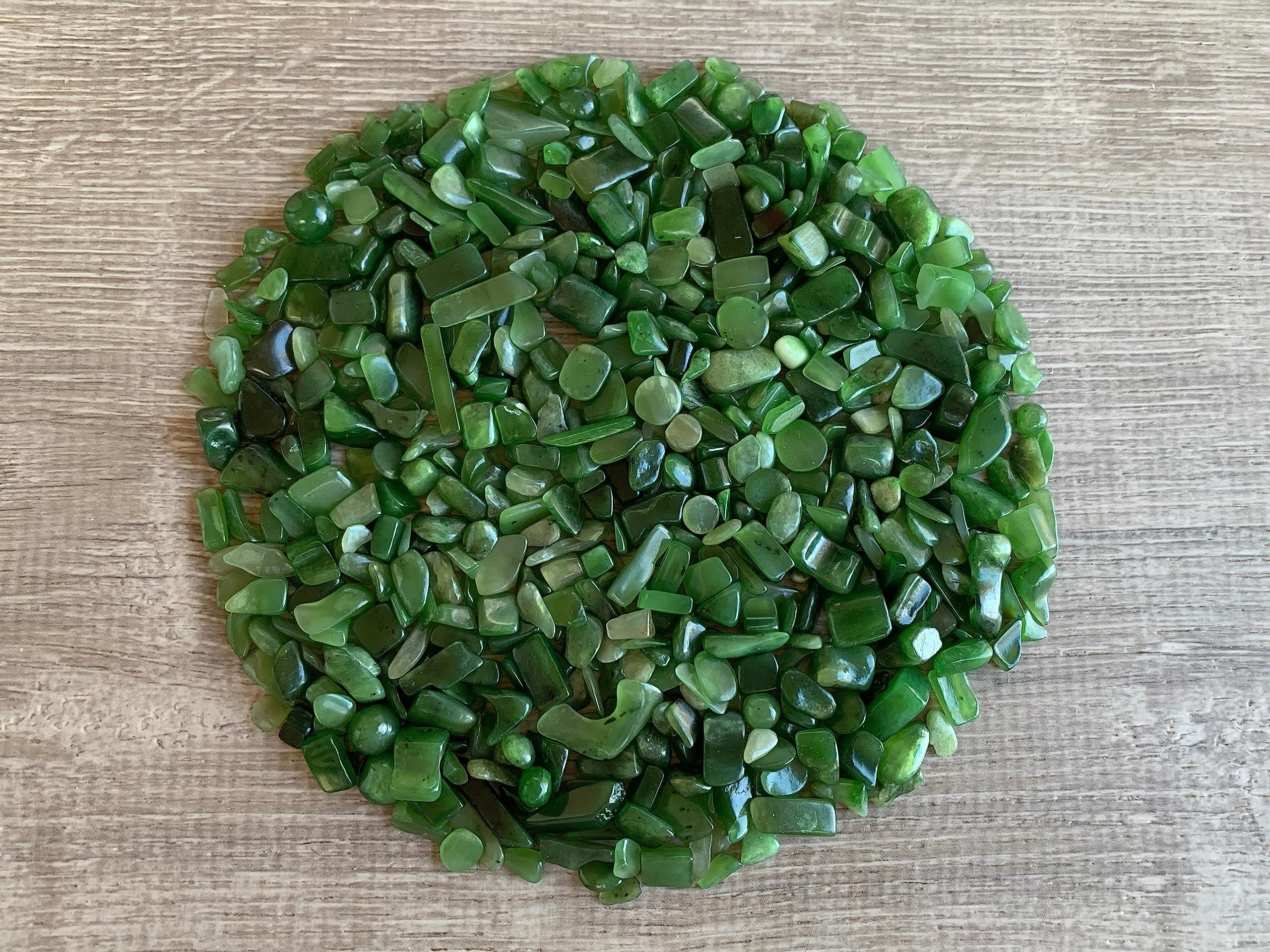 GAF TREASURES Nephrite Jade Chips semi-tumbled edges add smooth charm to handmade pieces.