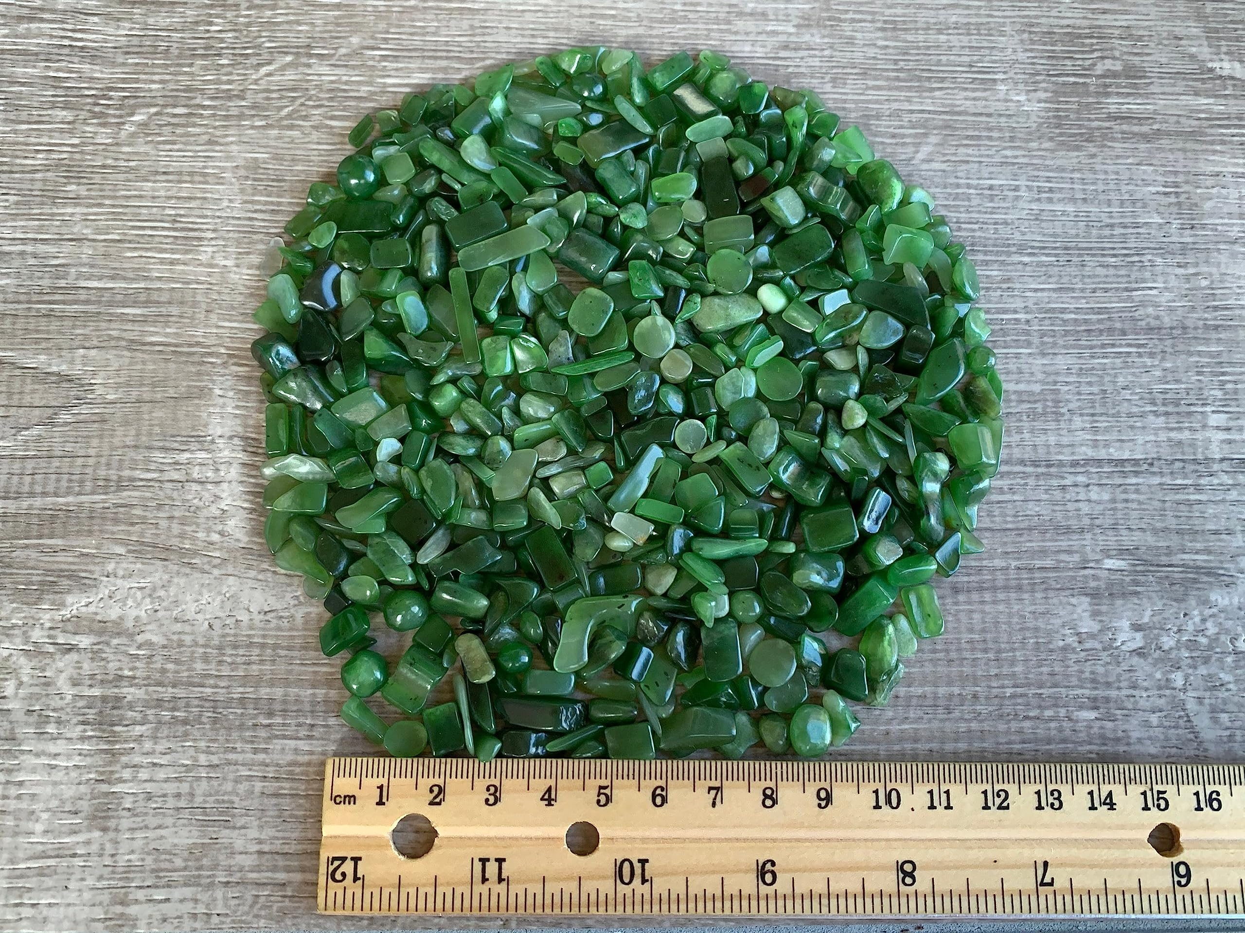 GAF TREASURES Nephrite Jade Chips undrilled for flexible jewelry and craft designs.