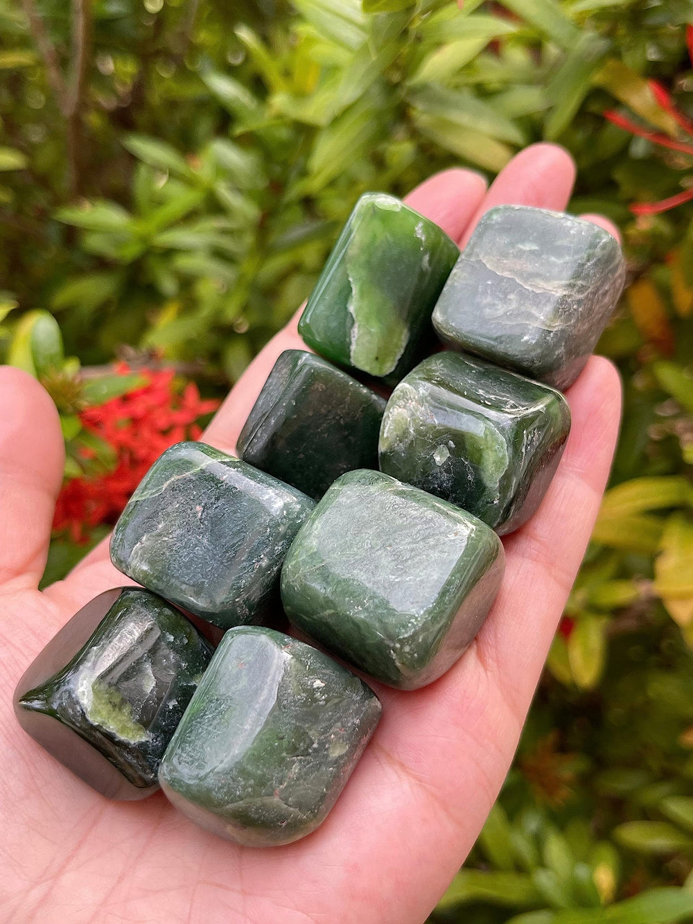 GAF TREASURES nephrite jade stones showcase polished surfaces and natural stone variation.