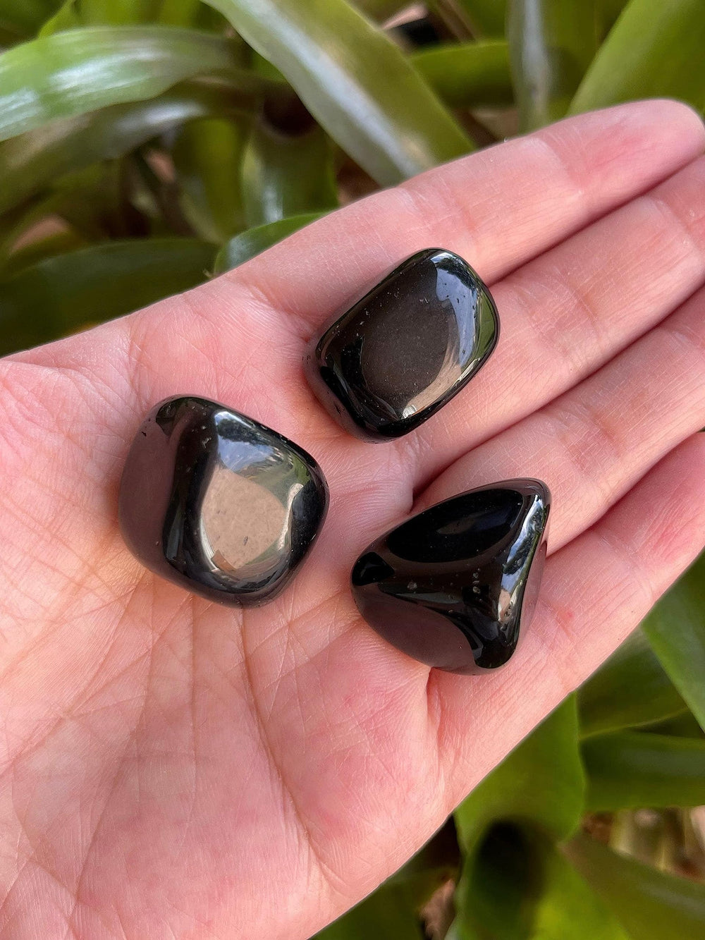 GAF TREASURES obsidian stones arranged in a grid for focus work.