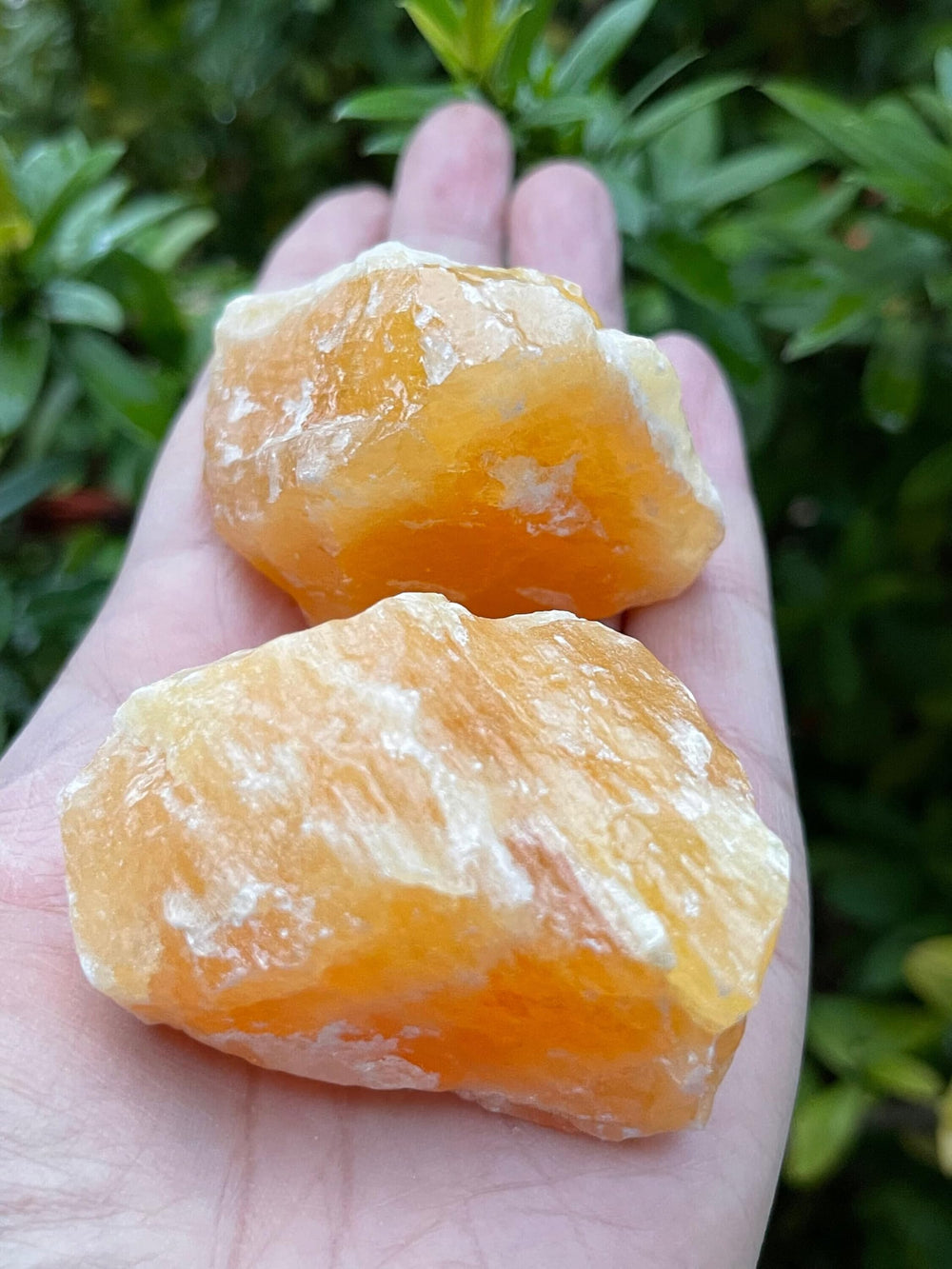 GAF TREASURES orange calcite rough ready for lapidary projects and crafting ideas.