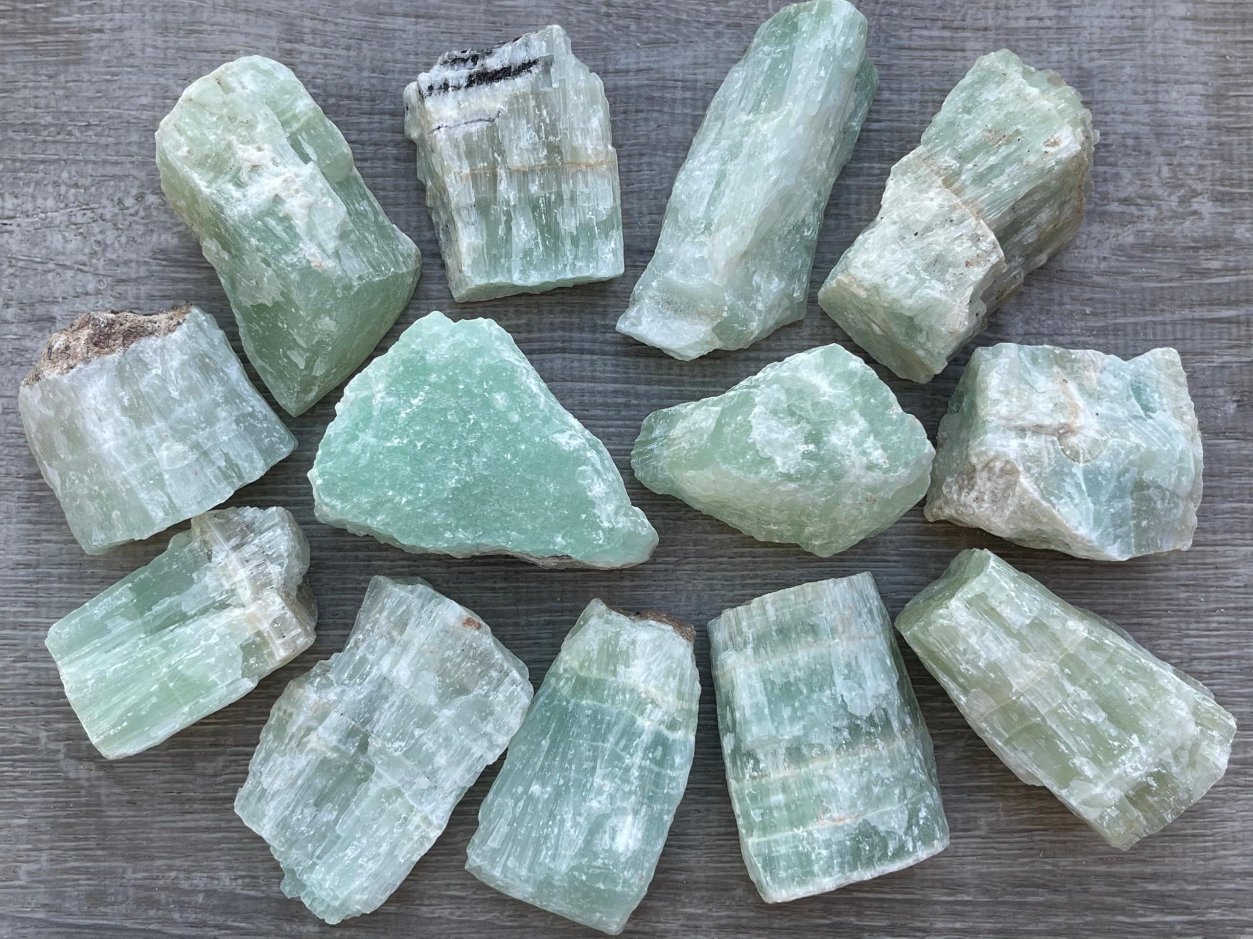 GAF TREASURES Pistachio Calcite rough stone ideal for meditation spaces and artful displays.