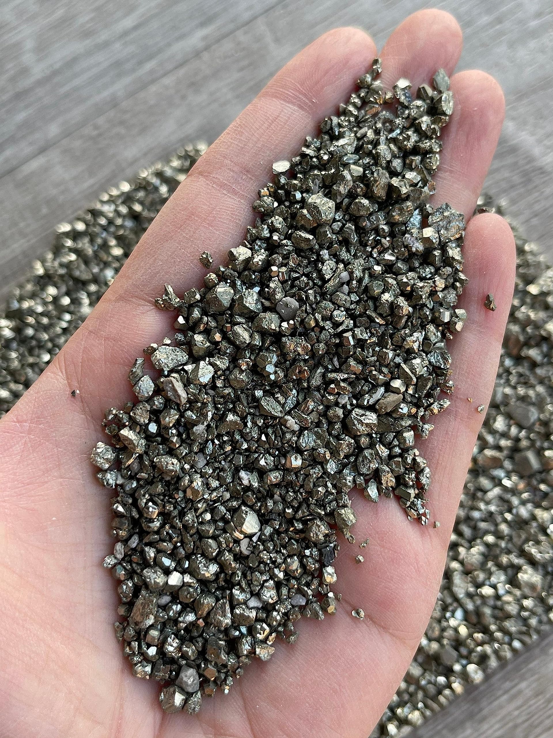 GAF TREASURES Pyrite Chips for mosaics, shimmering metallic flecks add depth.