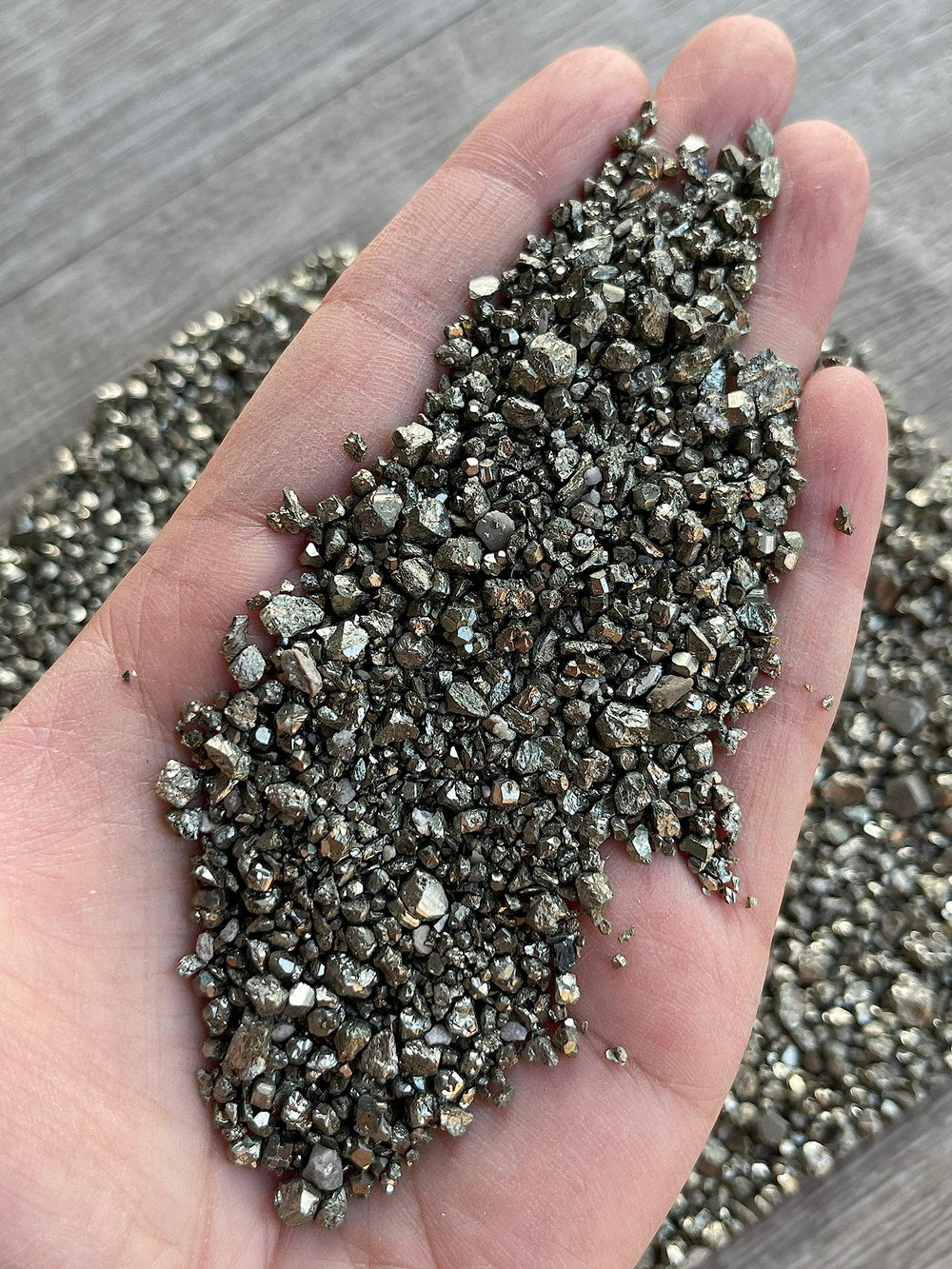 GAF TREASURES Pyrite Chips for mosaics, shimmering metallic flecks add depth.