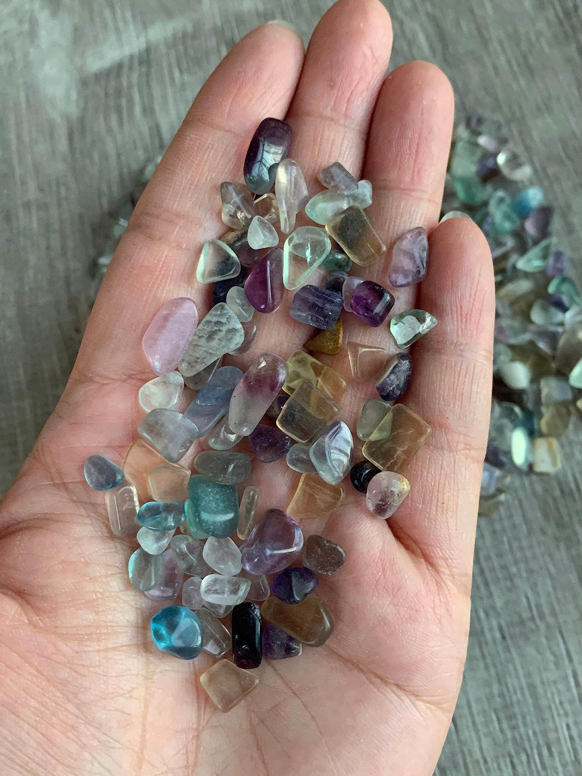 GAF TREASURES Rainbow Fluorite chips elevate garden displays and decor