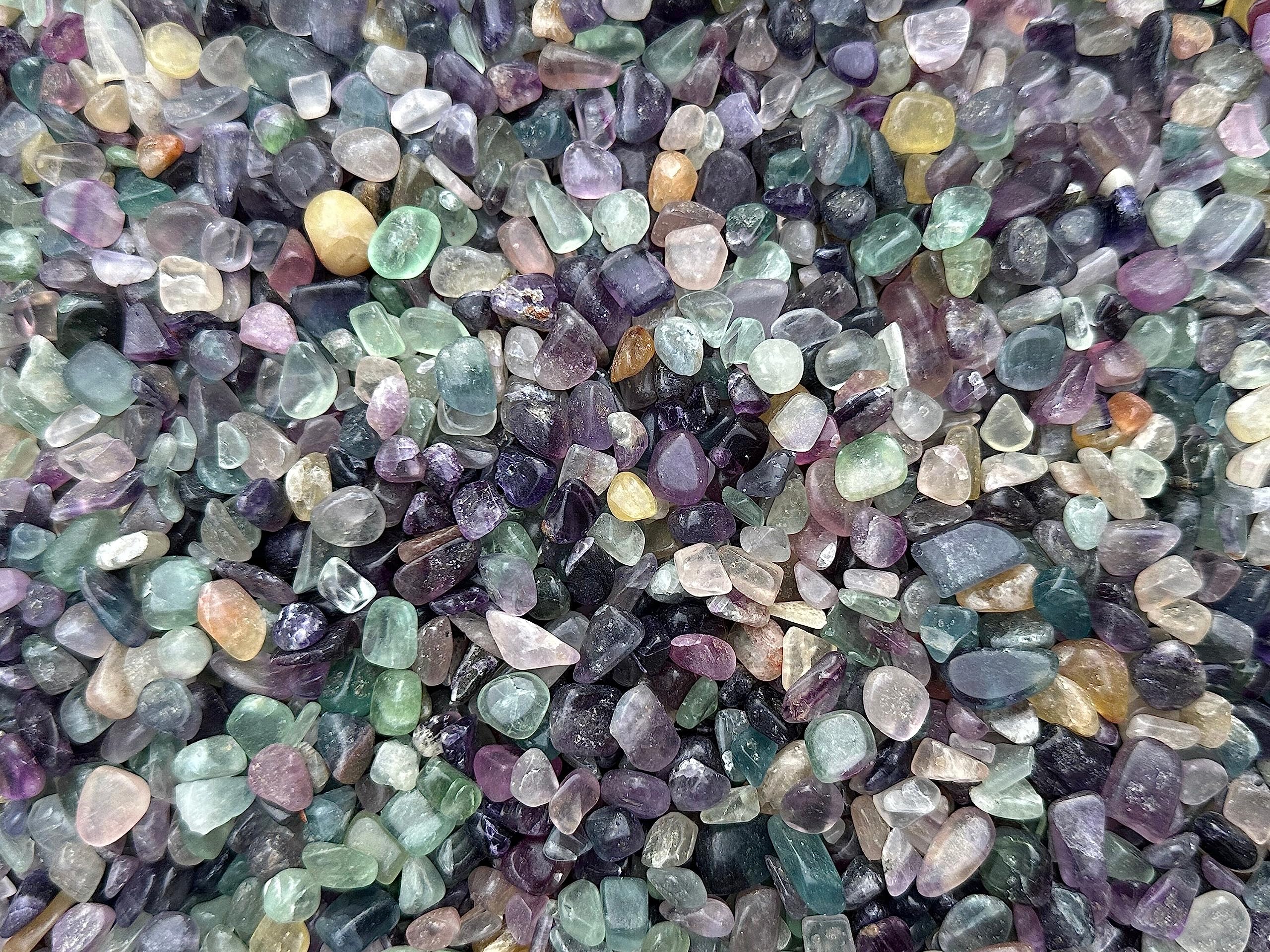 GAF TREASURES Rainbow Fluorite chips add natural texture to wood inlays
