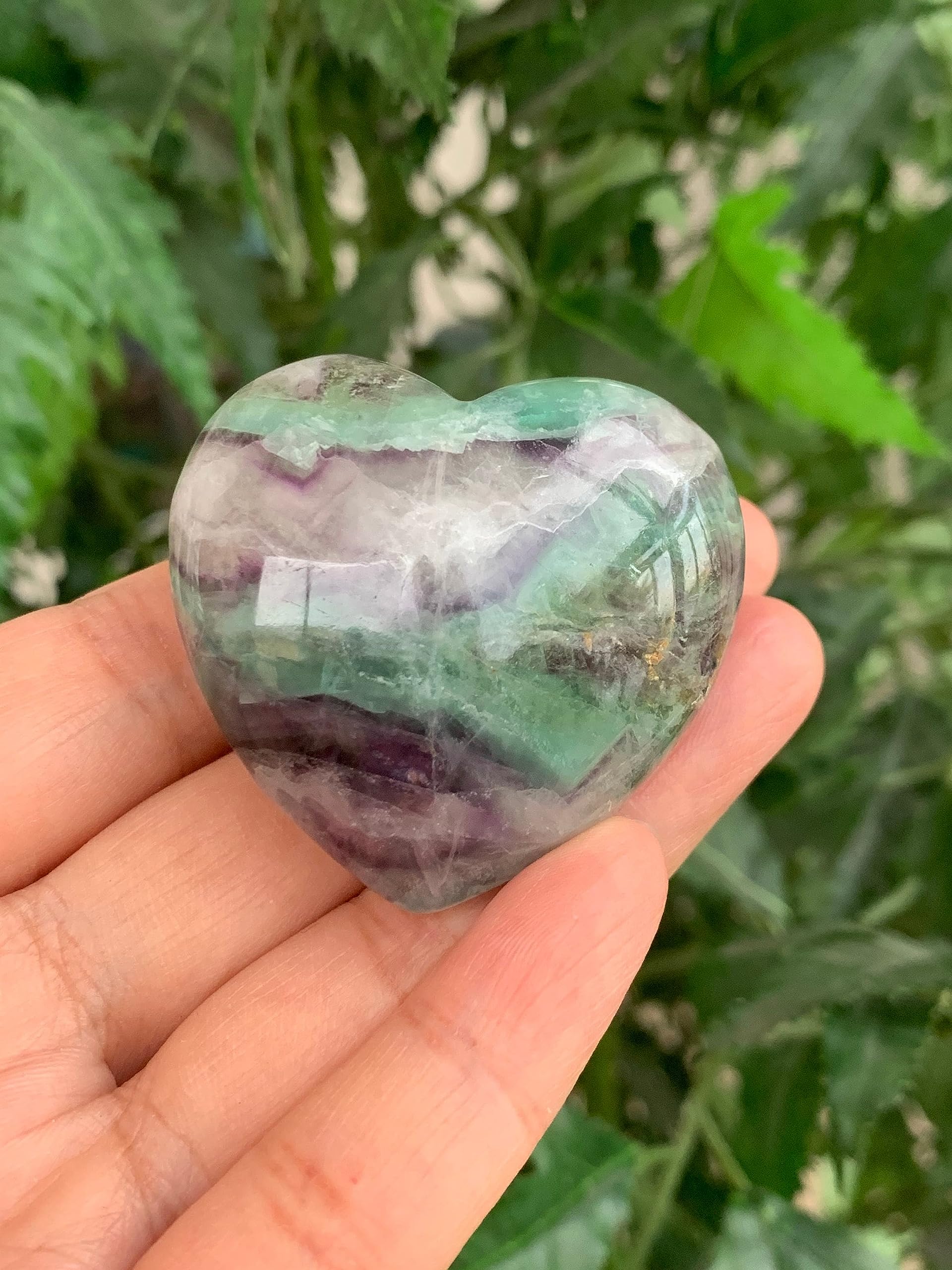 GAF TREASURES Rainbow Fluorite Heart gift-ready presentation for crystal lovers