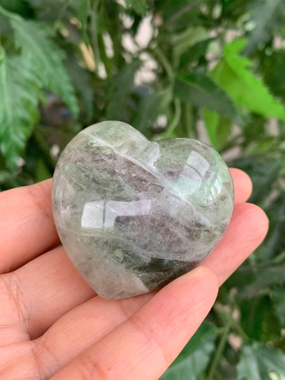 GAF TREASURES Rainbow Fluorite Heart natural variations celebrate unique character