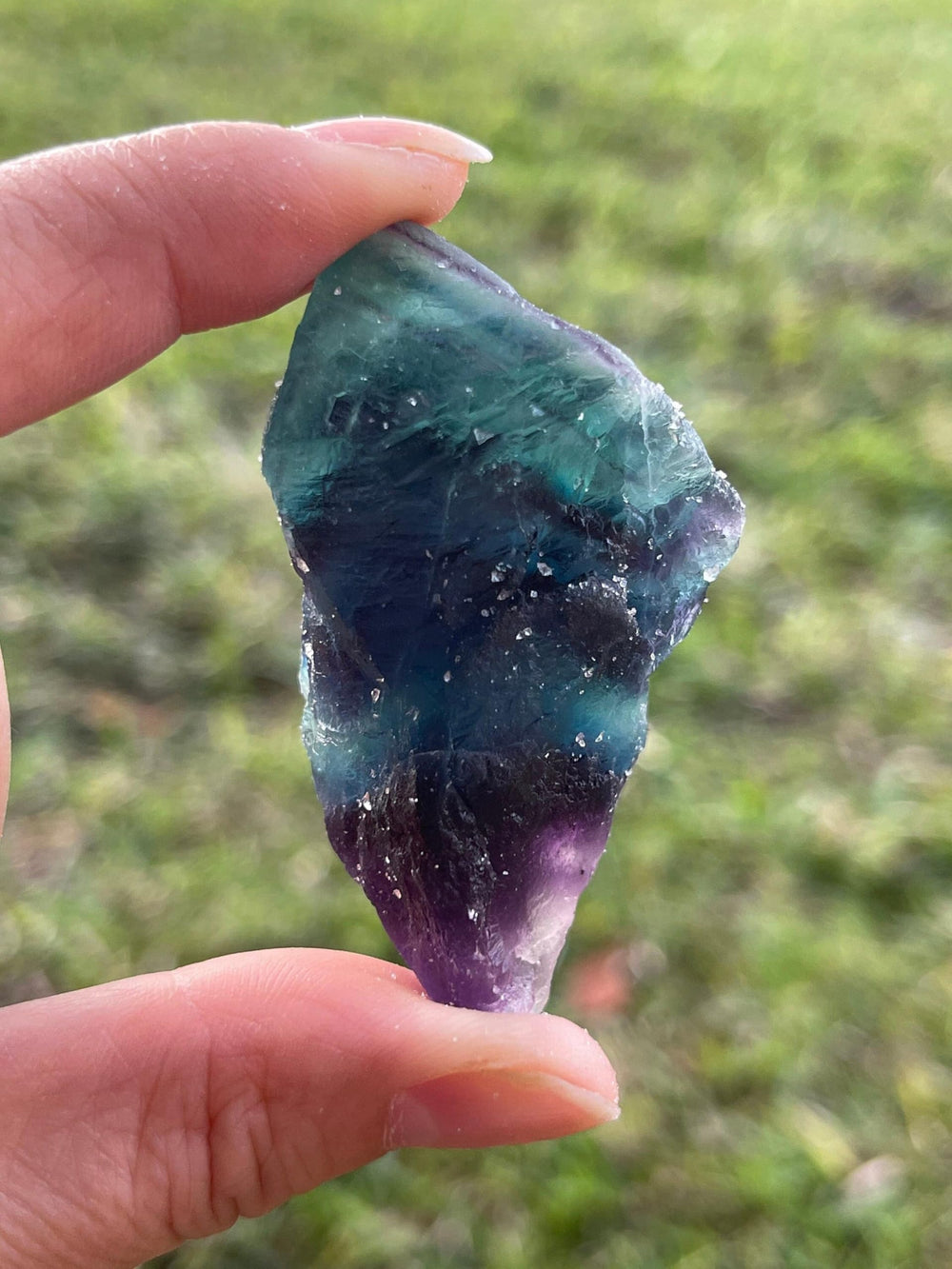 GAF Treasures polished look potential Rainbow Fluorite slab for cabbing ideas