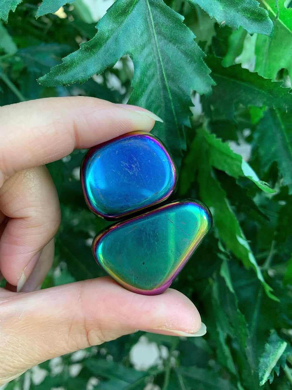 GAF Treasures Rainbow Magnetic Hematite stones ideal for pocket carry and calming focus.