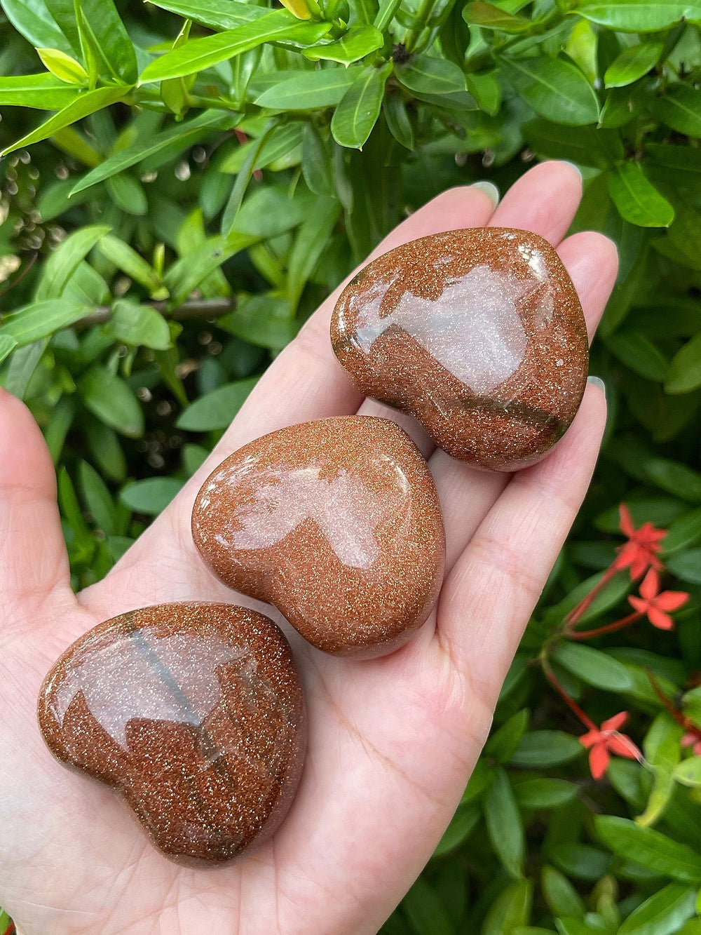 GAF Treasures Red Goldstone crystal heart sparkling with flecks