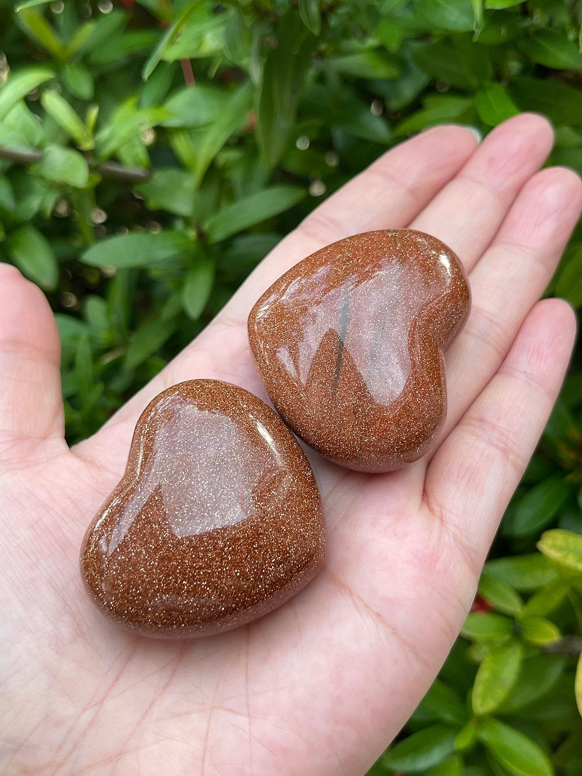 GAF Treasures Red Goldstone puff heart with smooth shine for calming grip