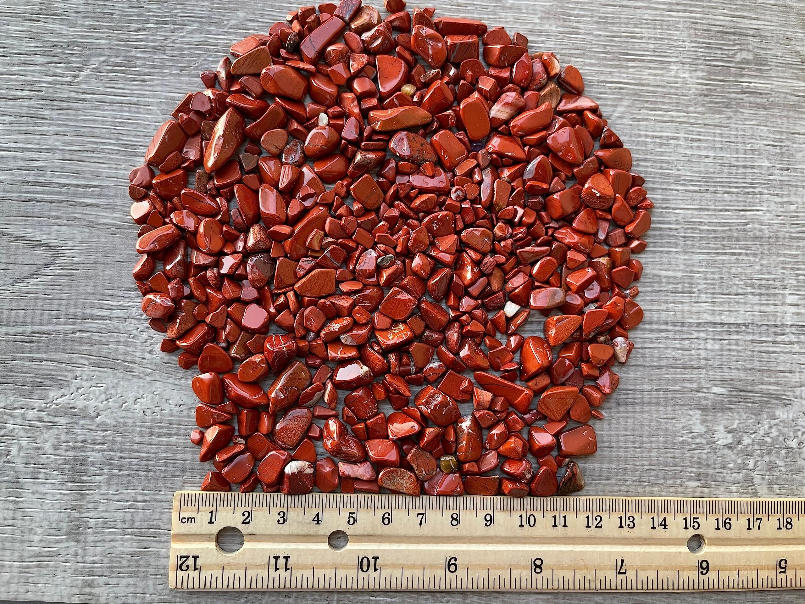 GAF TREASURES Red Jasper chips size 3mm to 8mm for versatile art projects.