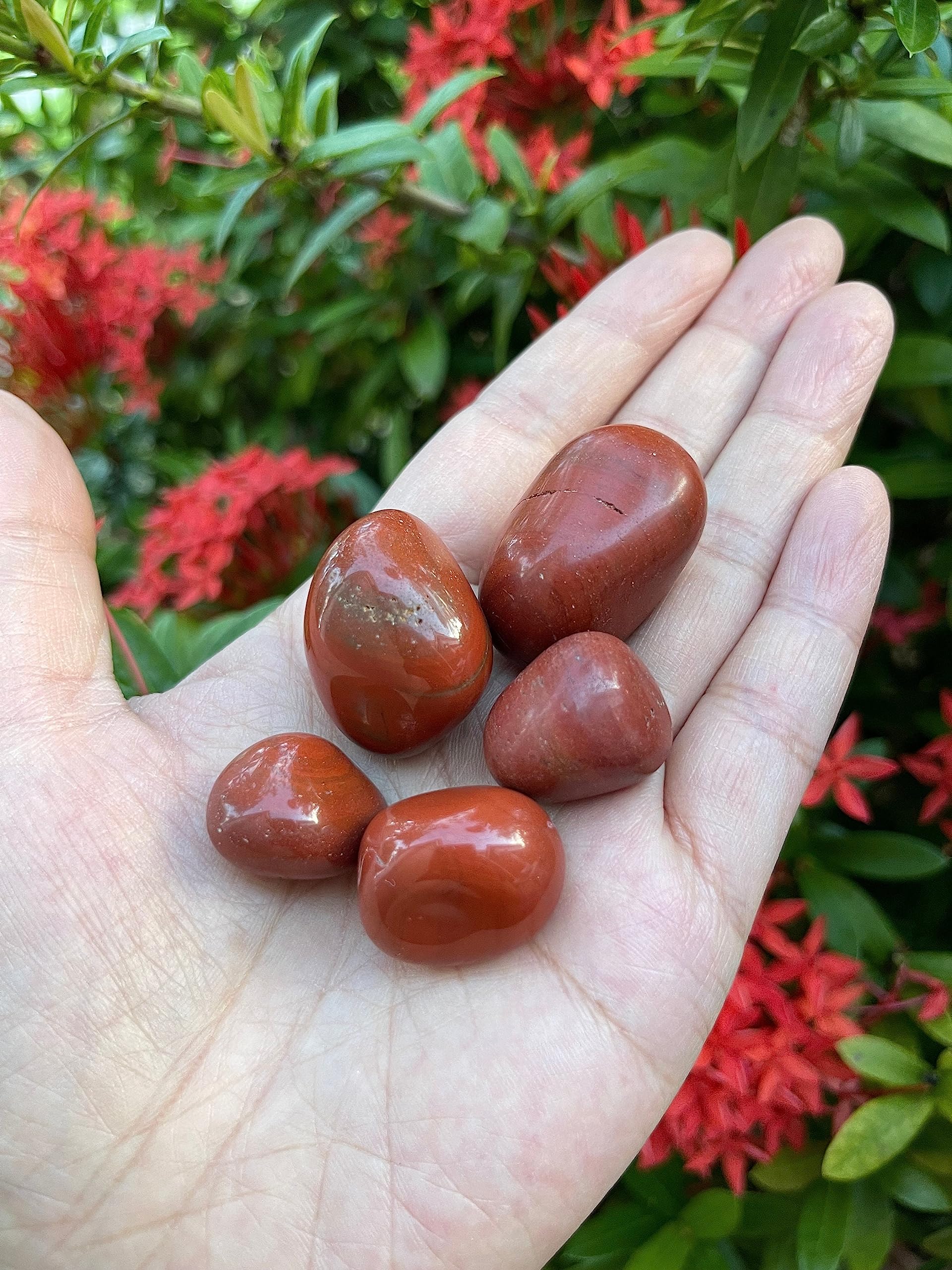 Red Jasper stones in pocket or pouch for everyday calm and balance