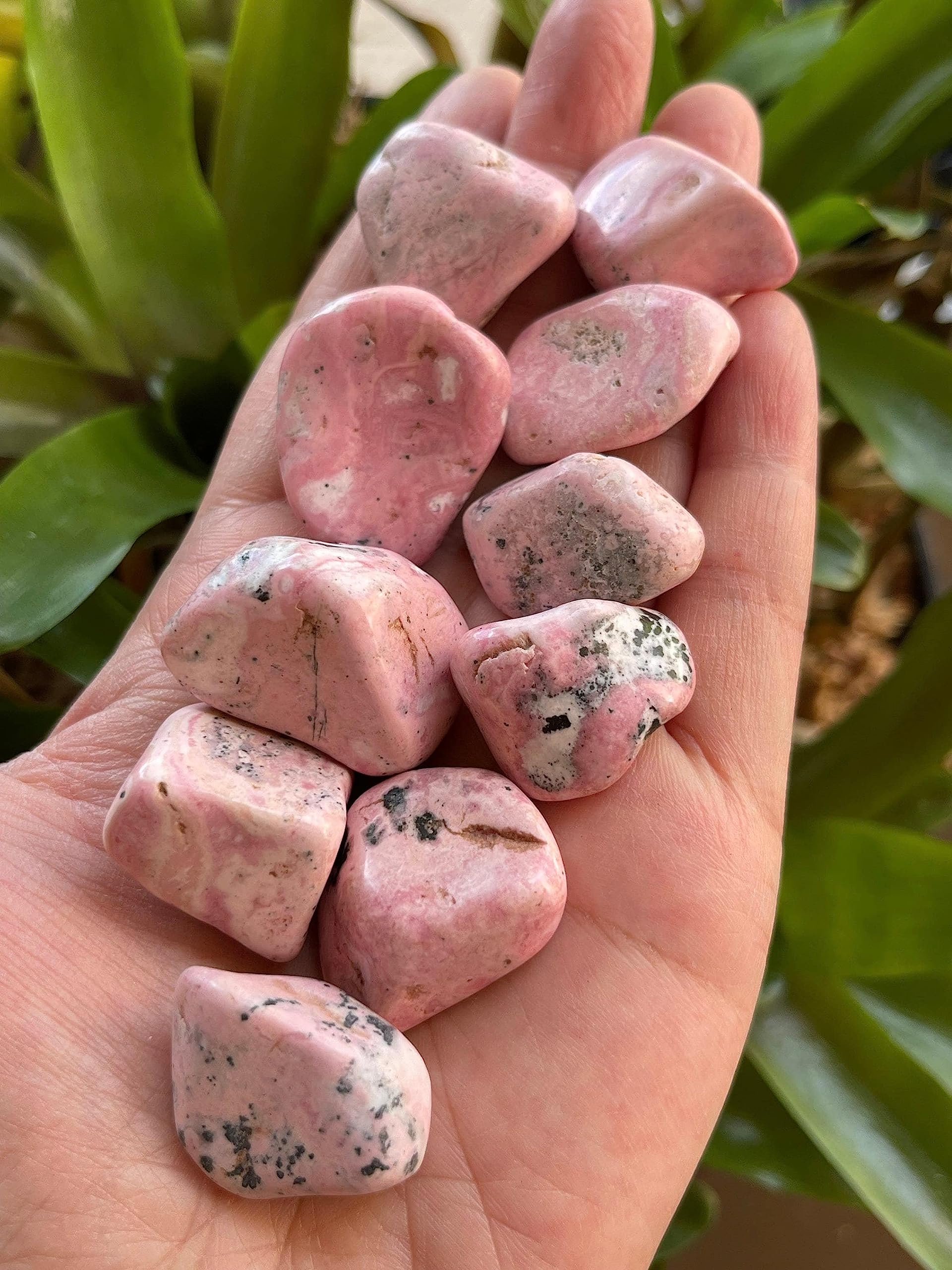 GAF TREASURES Rhodonite close-up reveals natural patterns for mindful reflection