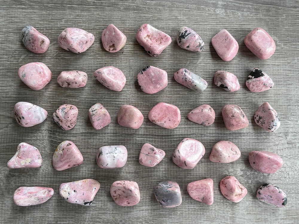 GAF Treasures rhodonite tumbled stones show natural patterns for unique collection