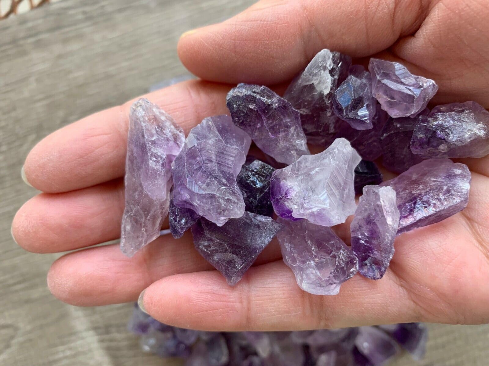 GAF TREASURES rough amethyst point shows natural color variation and texture