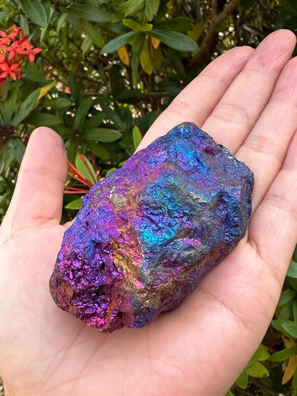 GAF Treasures rough chalcopyrite showing purple hues and metallic luster