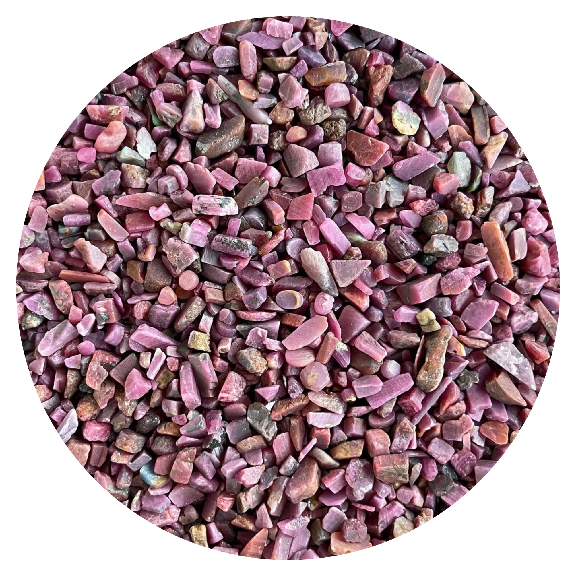 GAF TREASURES Ruby gemstone chips 3-10mm for crafts and decor.