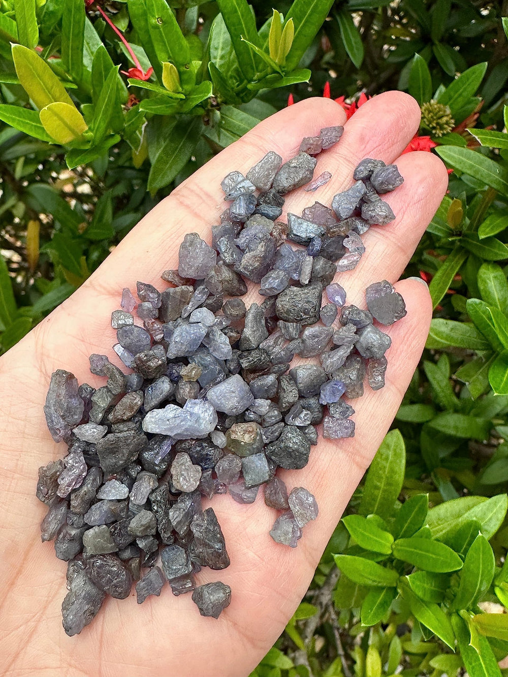 GAF Treasures Sapphire Chips 3-12mm; versatile undrilled stones for crafts.