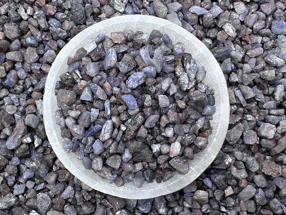 GAF Treasures Sapphire Chips closeup; natural luster for mosaics and accents.