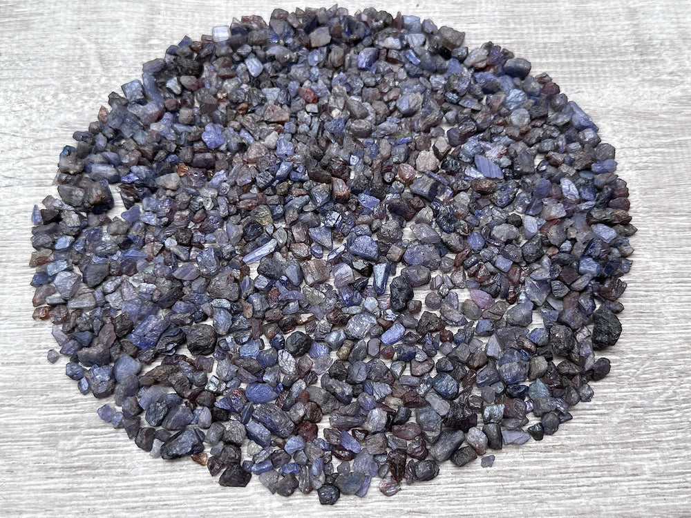 GAF Treasures Sapphire Chips crushed undrilled; DIY project flexibility.