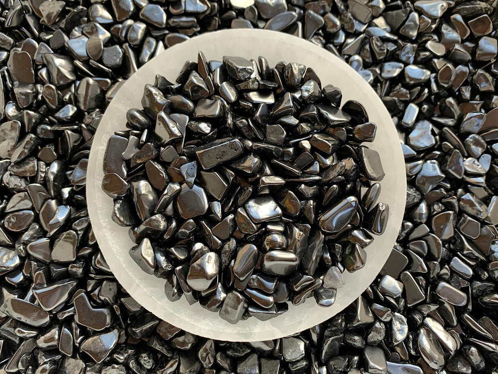 GAF TREASURES Shungite Chips bulk 1/8 lb option for small projects.