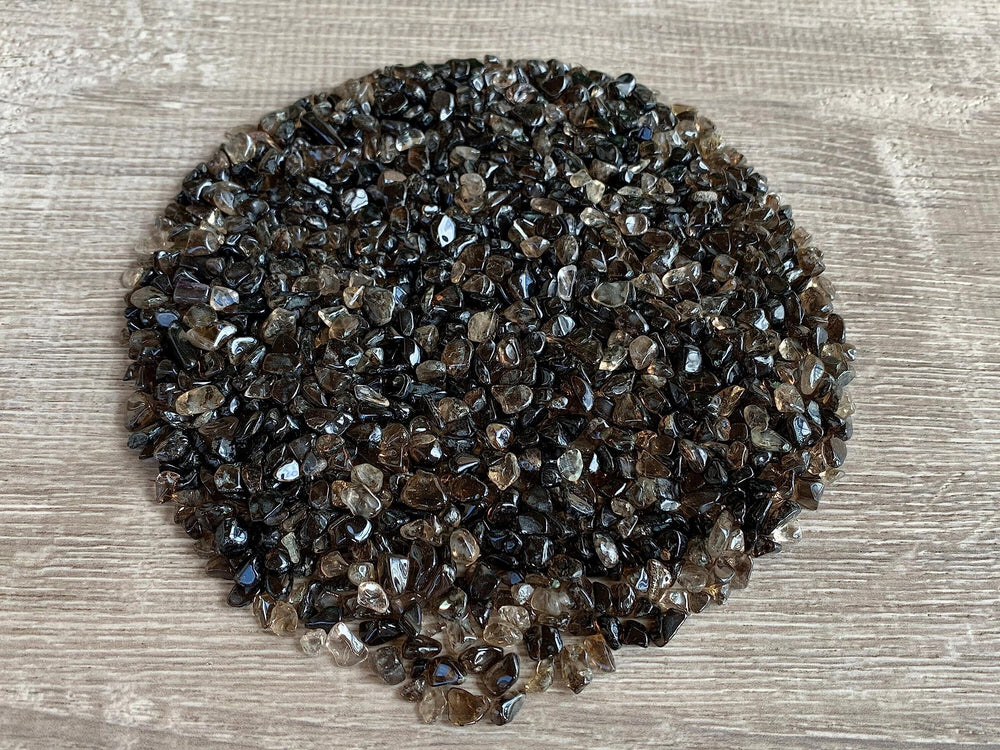 GAF Treasures bulk smoky quartz chips in 1/8 lb packaging for crafts